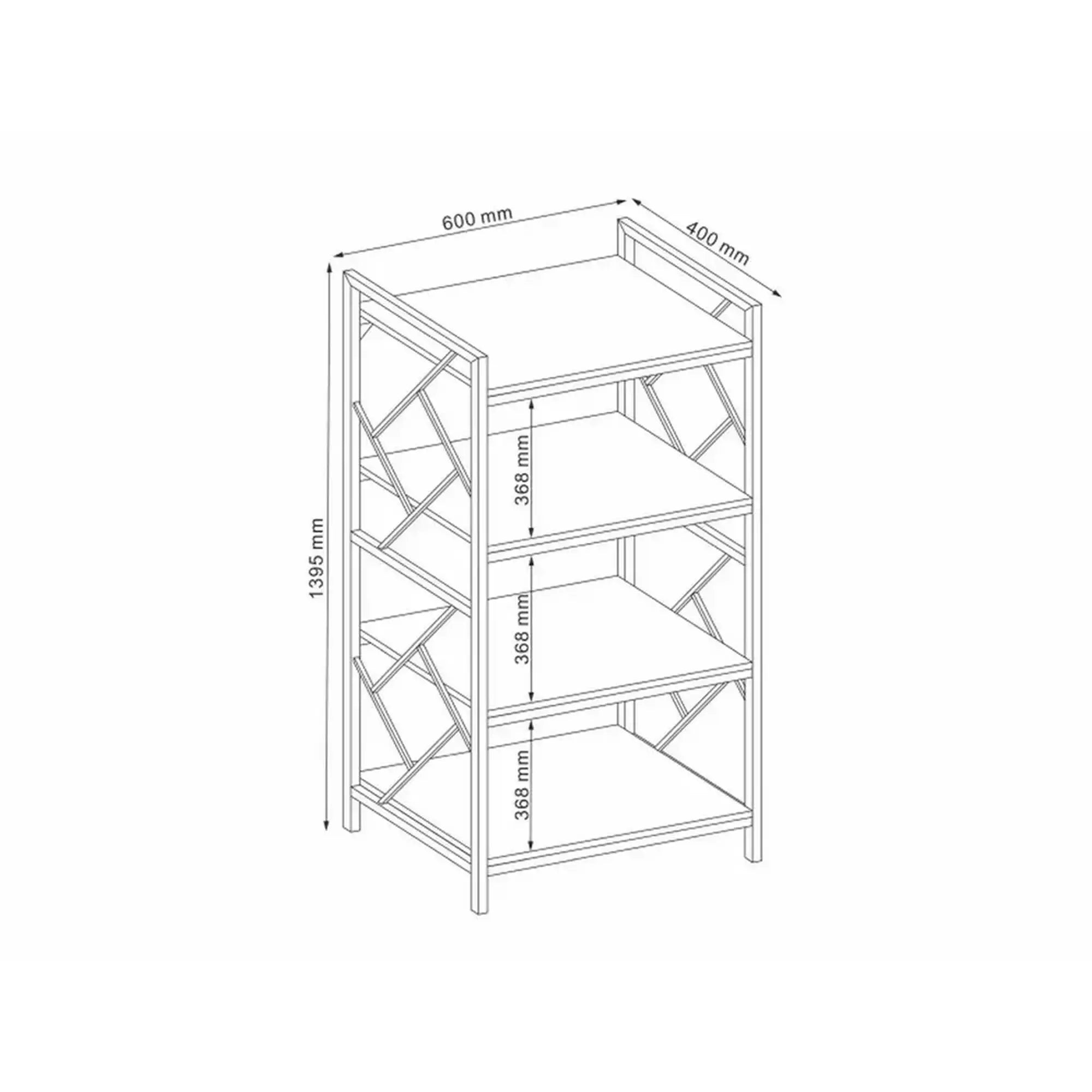 Etajera TABLO R4, stejar/maro inchis, PAL laminat/metal, 60x40x140 cm
