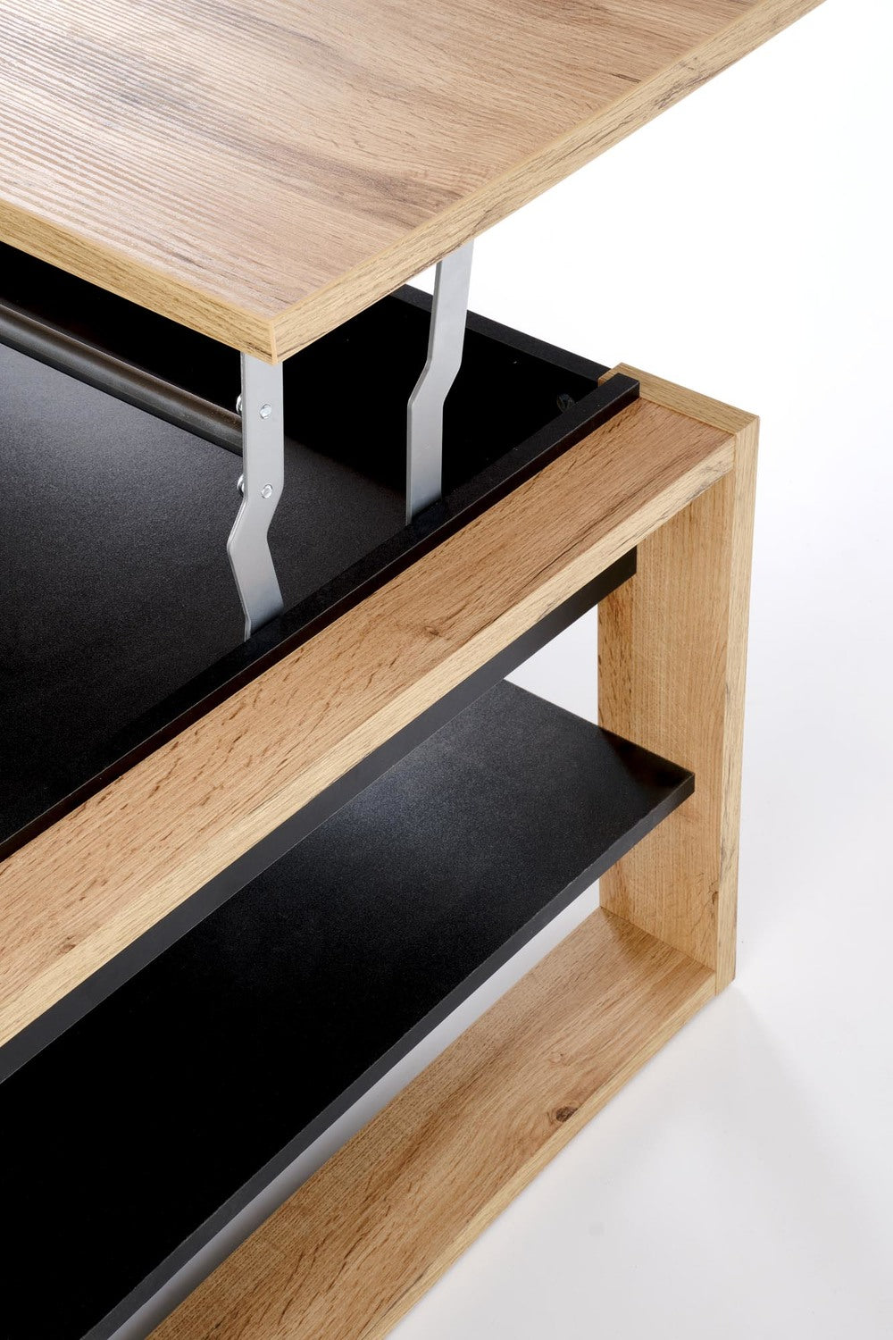 Masuta cafea BETTY, stejar artisan/negru, PAL laminat, 120x65/92x50/72 cm