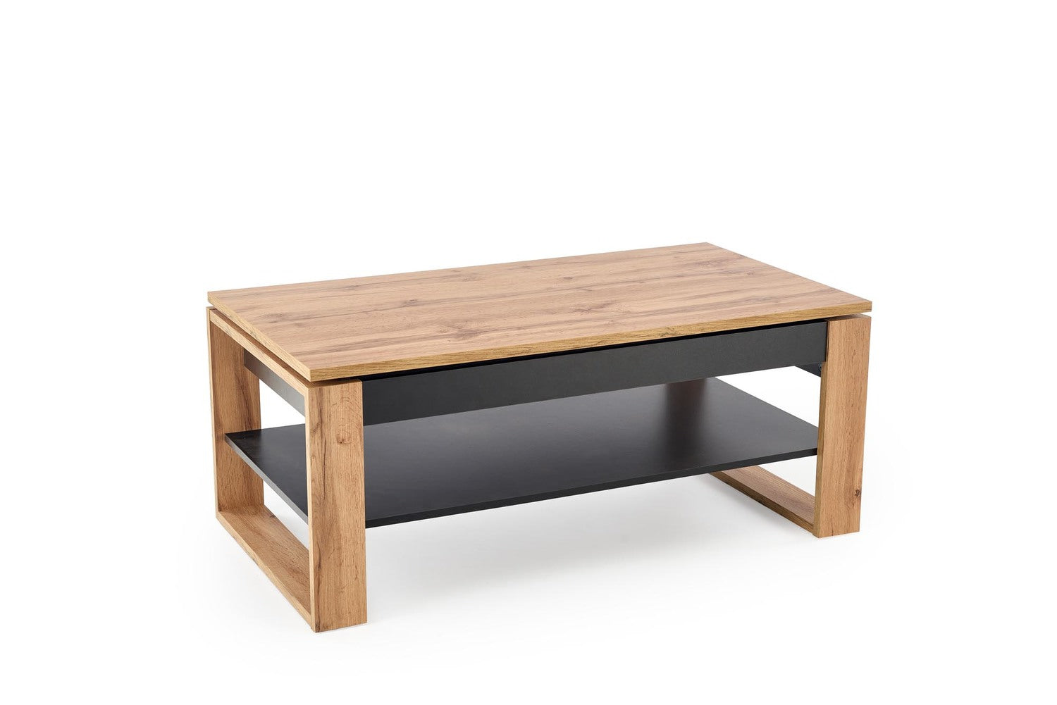 Masuta cafea BETTY, stejar artisan/negru, PAL laminat, 120x65/92x50/72 cm