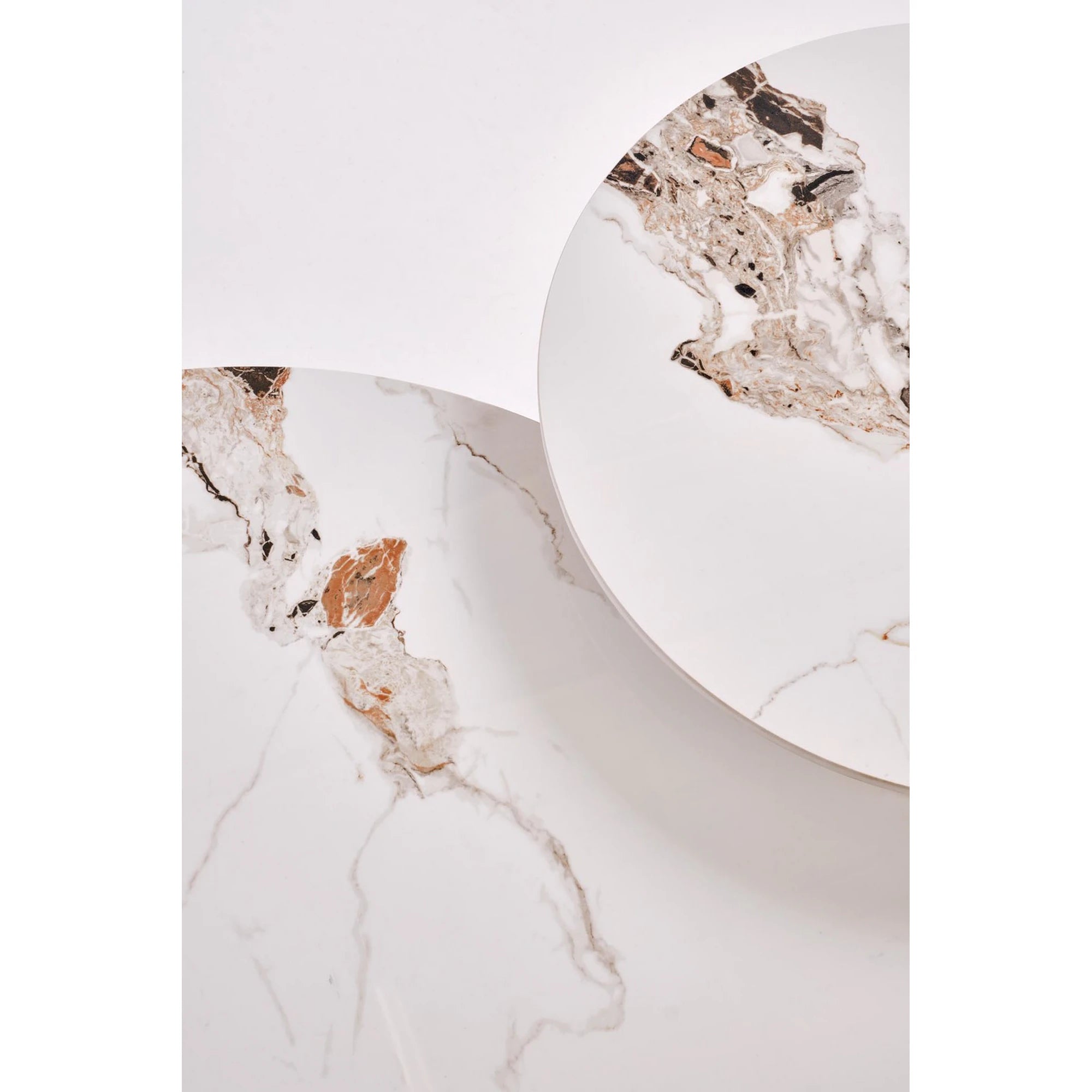 Masuta cafea MDF CARINA, bej cu efect de marmura/nuc, 80x46 cm