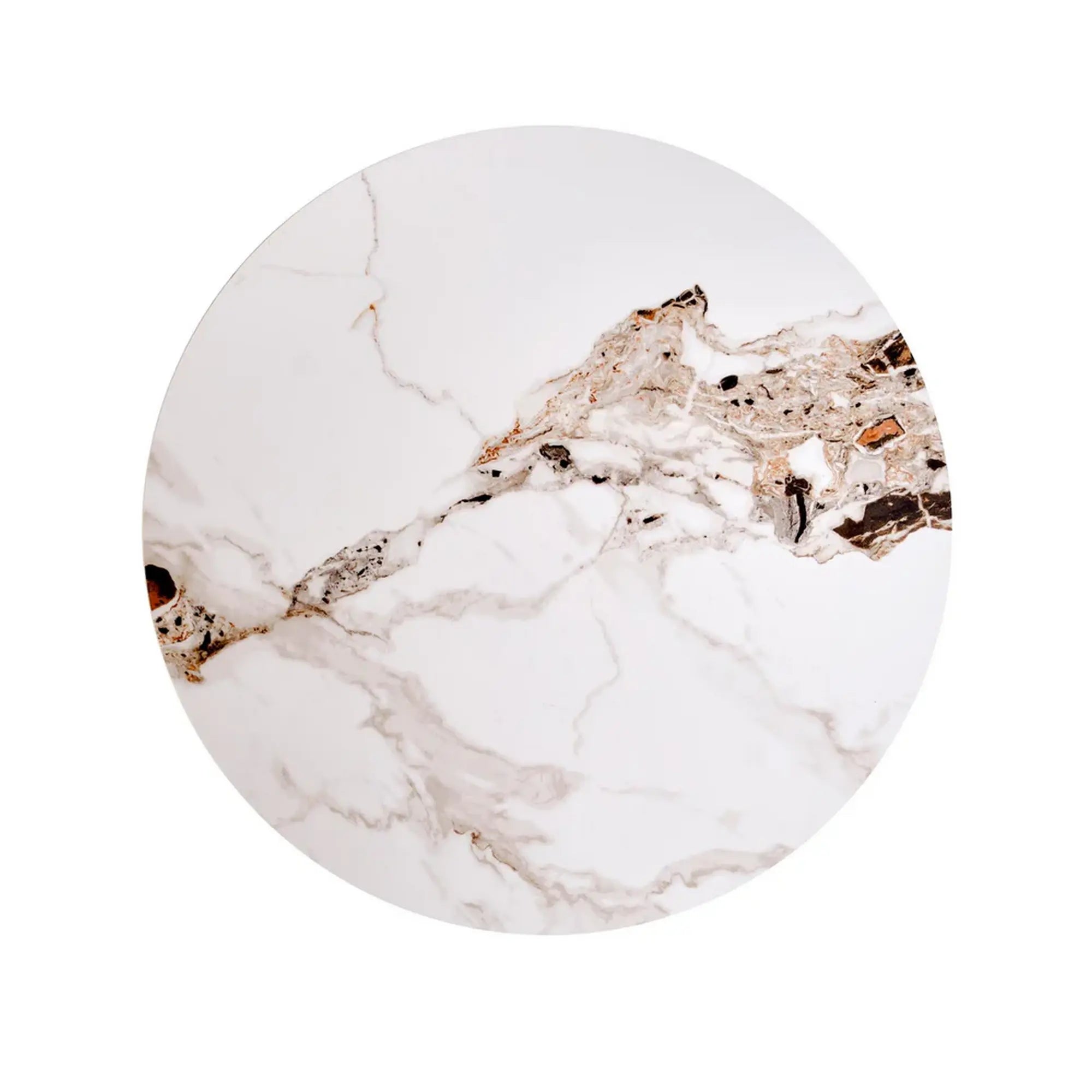 Masuta CARINA S, bej cu efect de marmura/nuc, piatra sinterizata, 50x51 cm