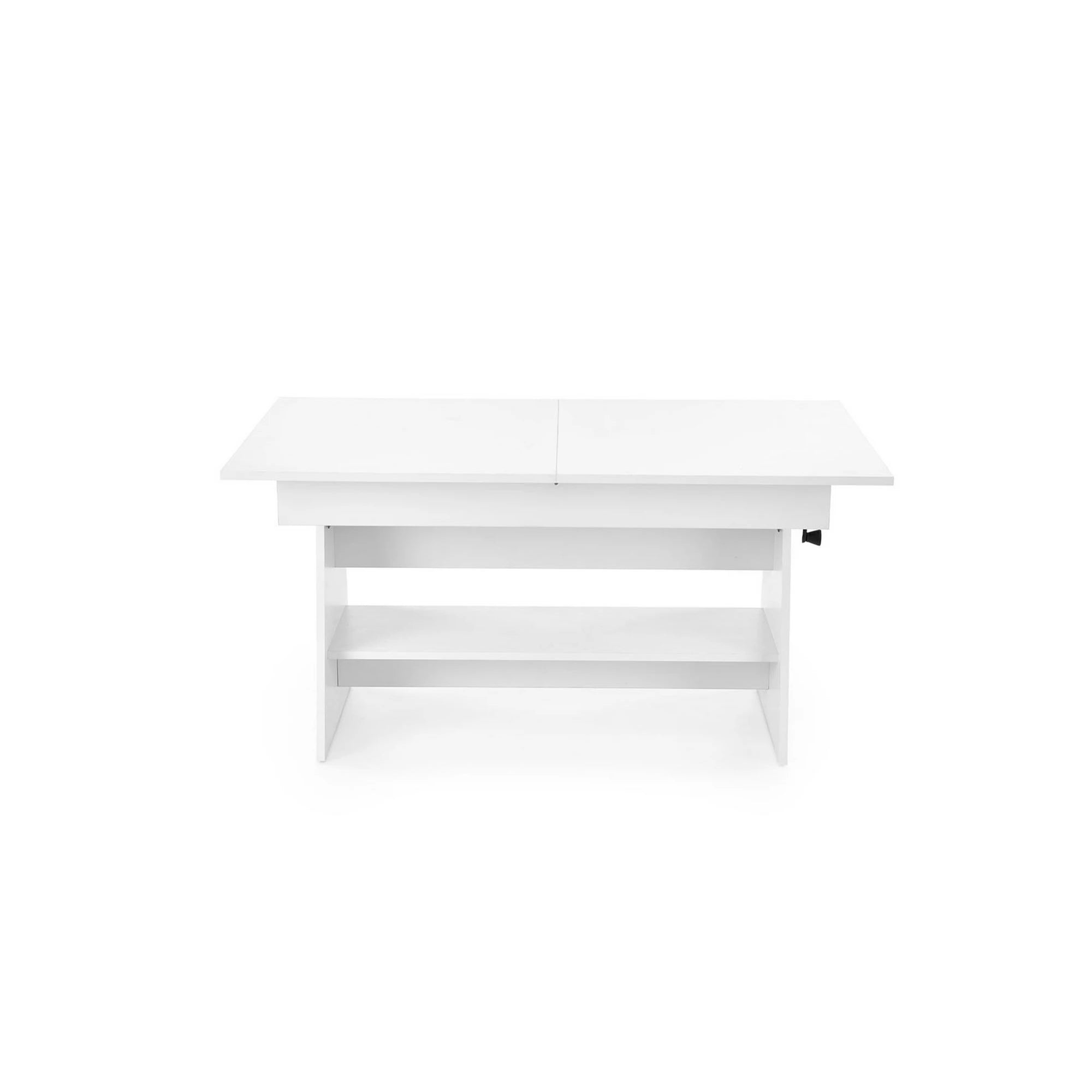 Masuta de cafea extensibila ERIKA, alb, PAL laminat, 120/160x70x61/72 cm