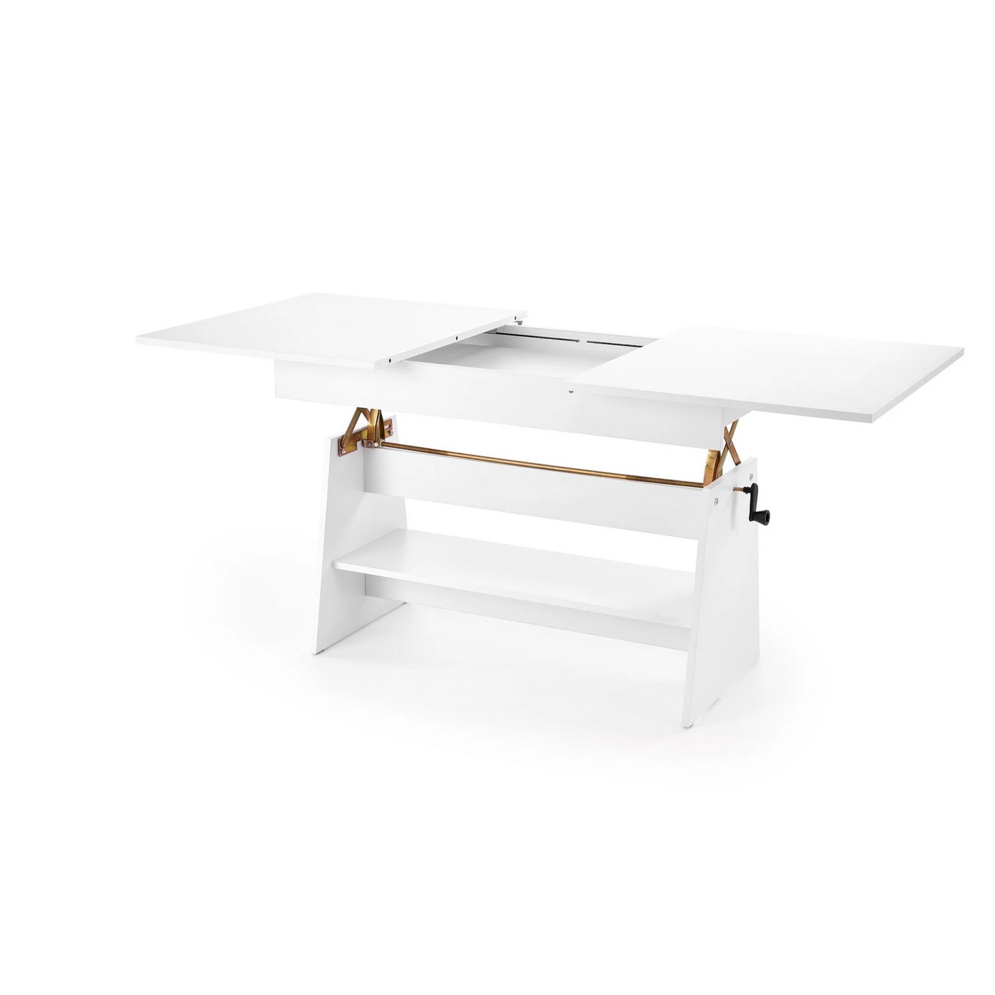 Masuta de cafea extensibila ERIKA, alb, PAL laminat, 120/160x70x61/72 cm