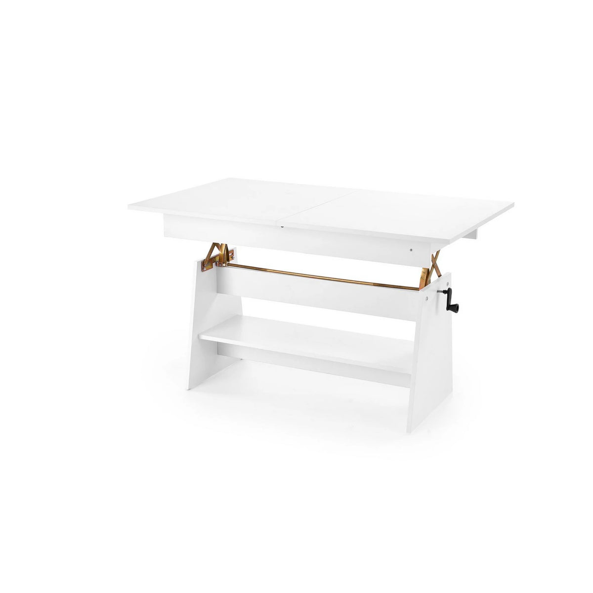 Masuta de cafea extensibila ERIKA, alb, PAL laminat, 120/160x70x61/72 cm
