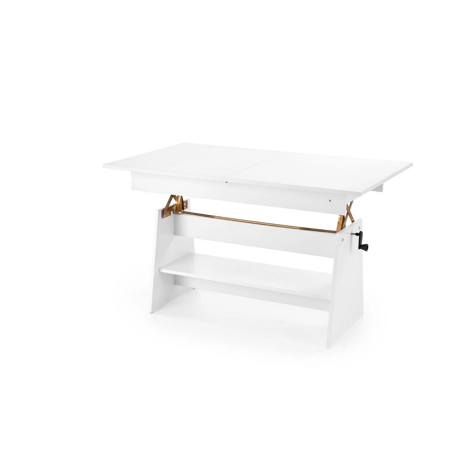 Masuta de cafea extensibila ERIKA, alb, PAL laminat, 120/160x70x61/72 cm