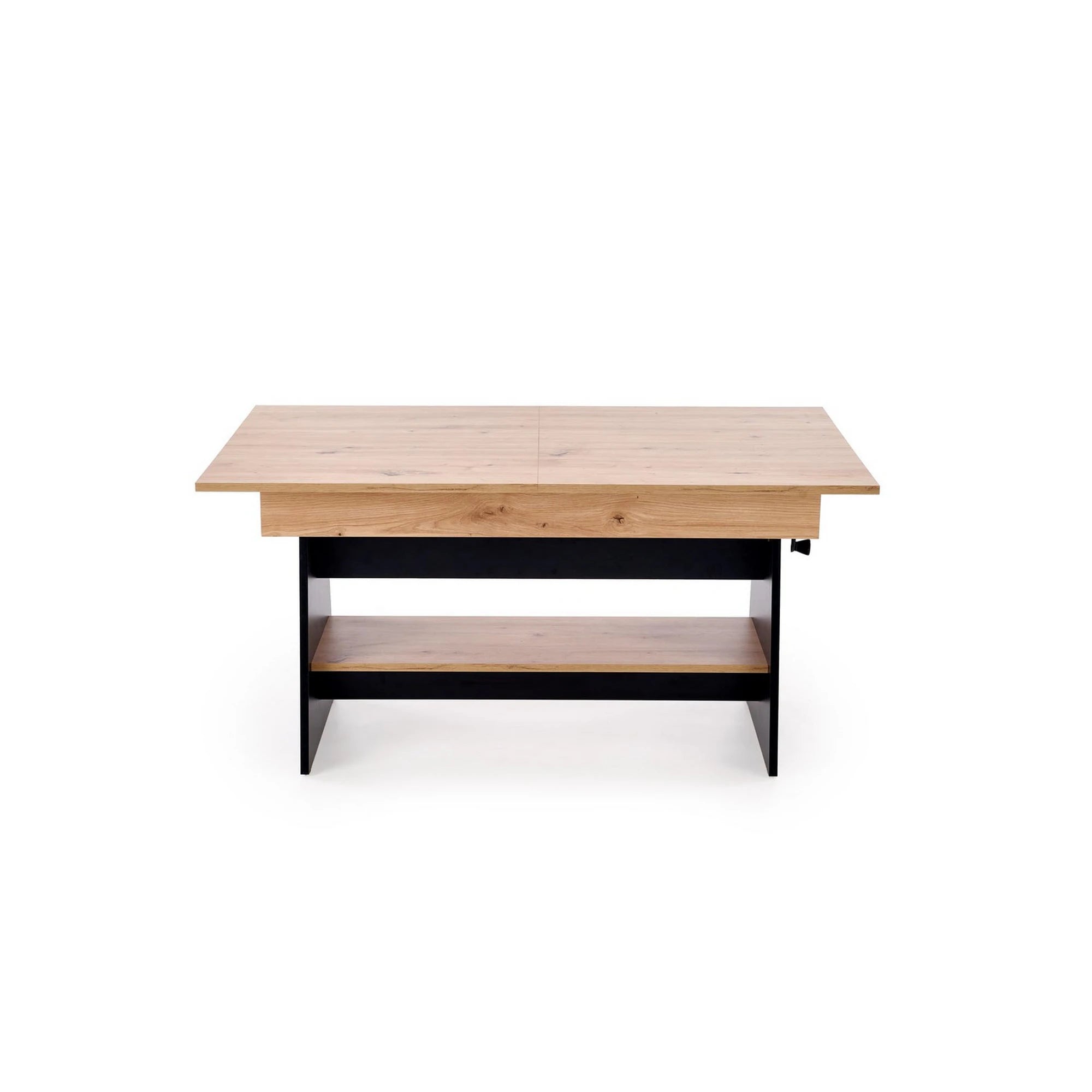 Masuta de cafea extensibila ERIKA, stejar artisan/negru, PAL laminat, 120/160x70x61/72 cm
