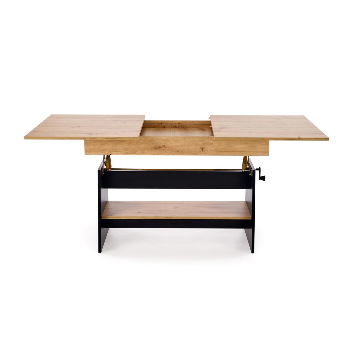 Masuta de cafea extensibila ERIKA, stejar artisan/negru, PAL laminat, 120/160x70x61/72 cm