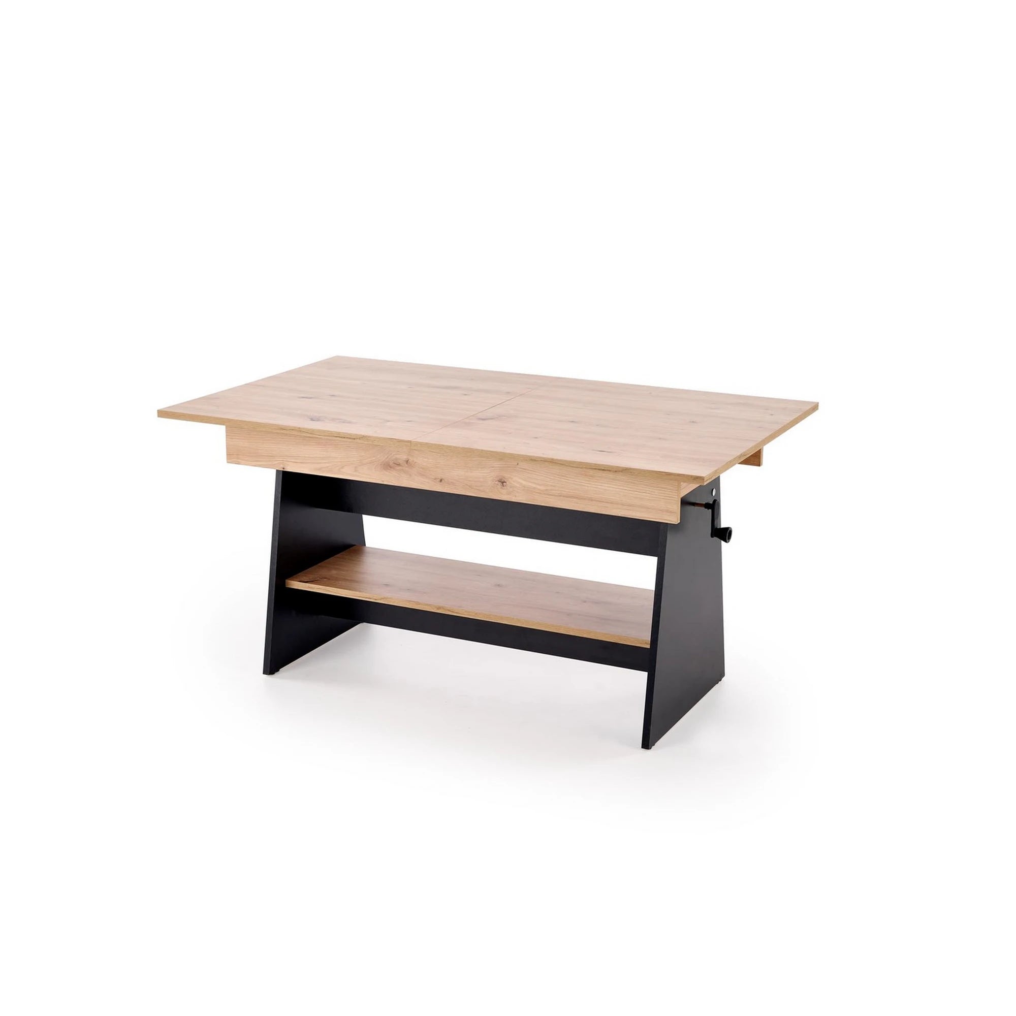 Masuta de cafea extensibila ERIKA, stejar artisan/negru, PAL laminat, 120/160x70x61/72 cm