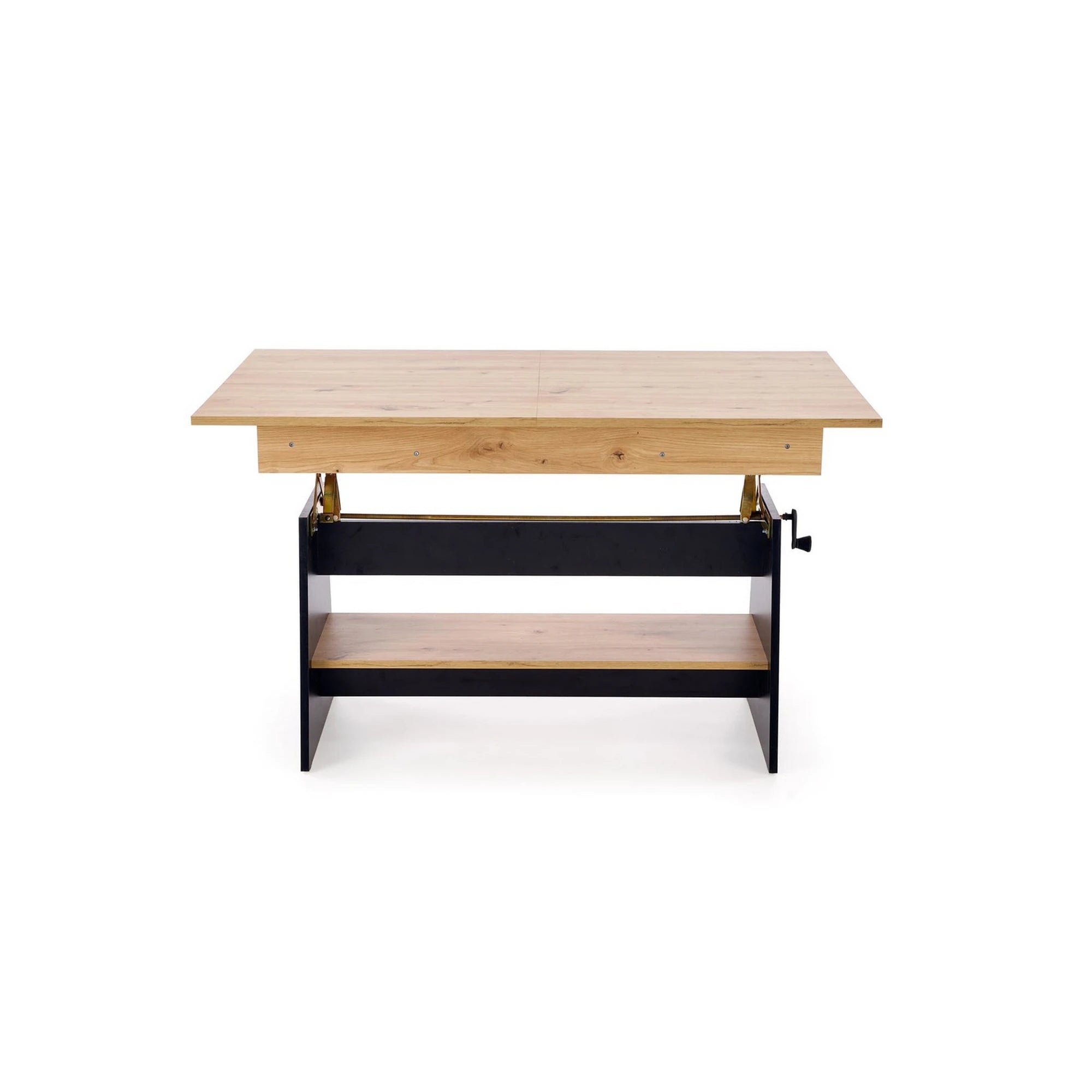 Masuta de cafea extensibila ERIKA, stejar artisan/negru, PAL laminat, 120/160x70x61/72 cm