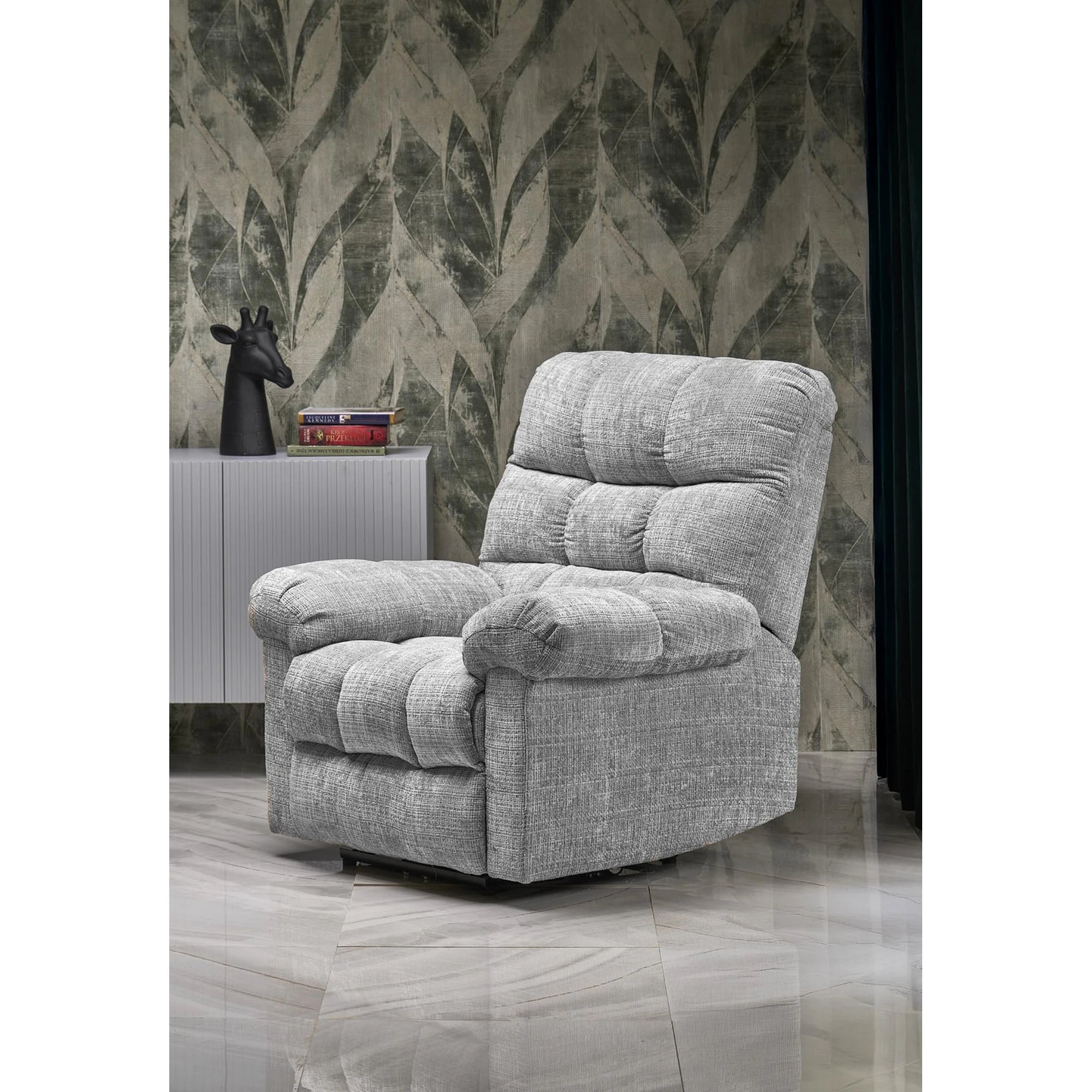 Fotoliu recliner AMORE, gri, stofa, 105x100x86 cm