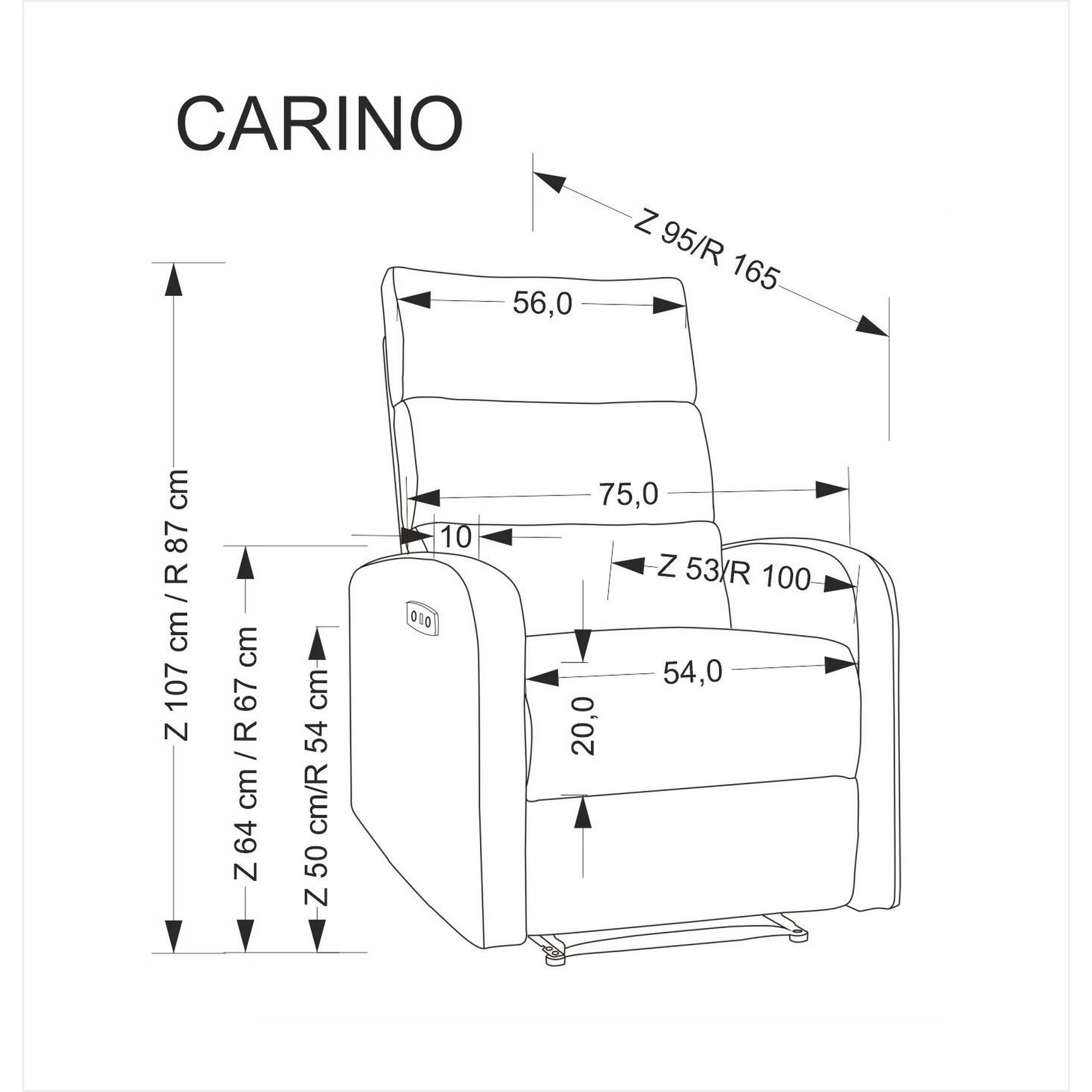 Fotoliu CARINIO, gri/negru, stofa clasica/metal, 75x95/165x87/107 cm