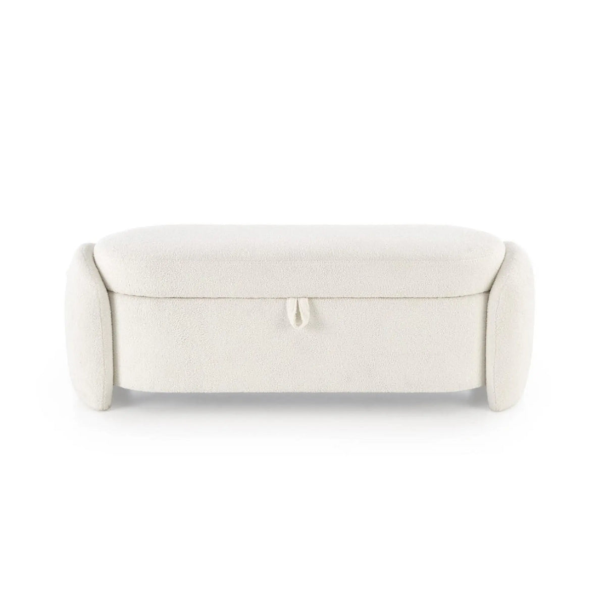 Bancheta FICARIA, stofa buclata crem, 150x40x47 cm
