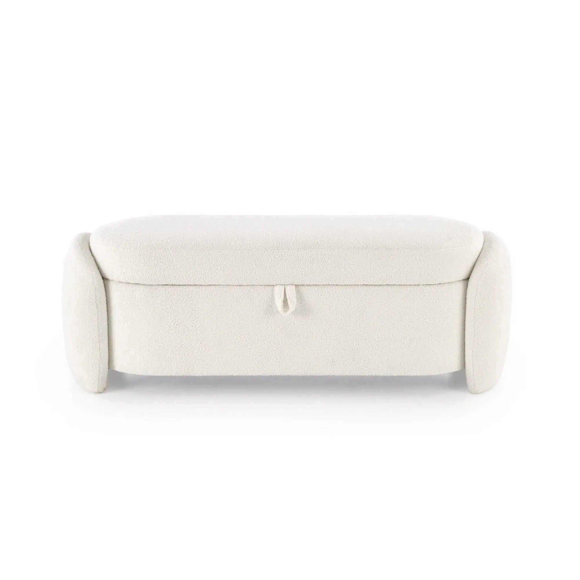 Bancheta FICARIA, stofa buclata crem, 150x40x47 cm