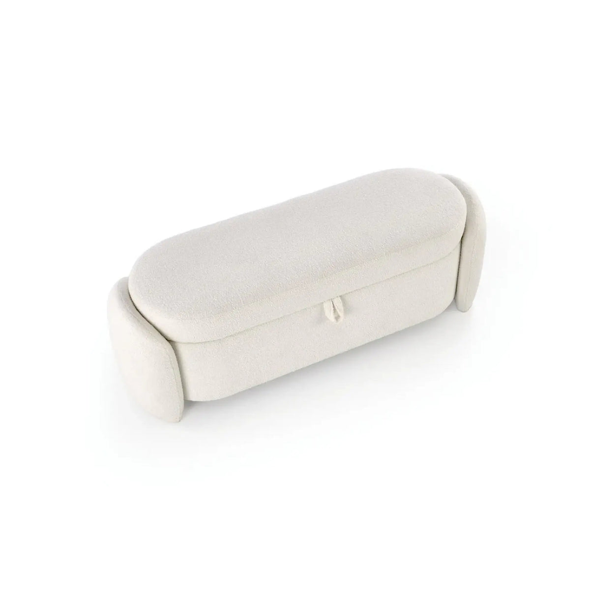 Bancheta FICARIA, stofa buclata crem, 150x40x47 cm