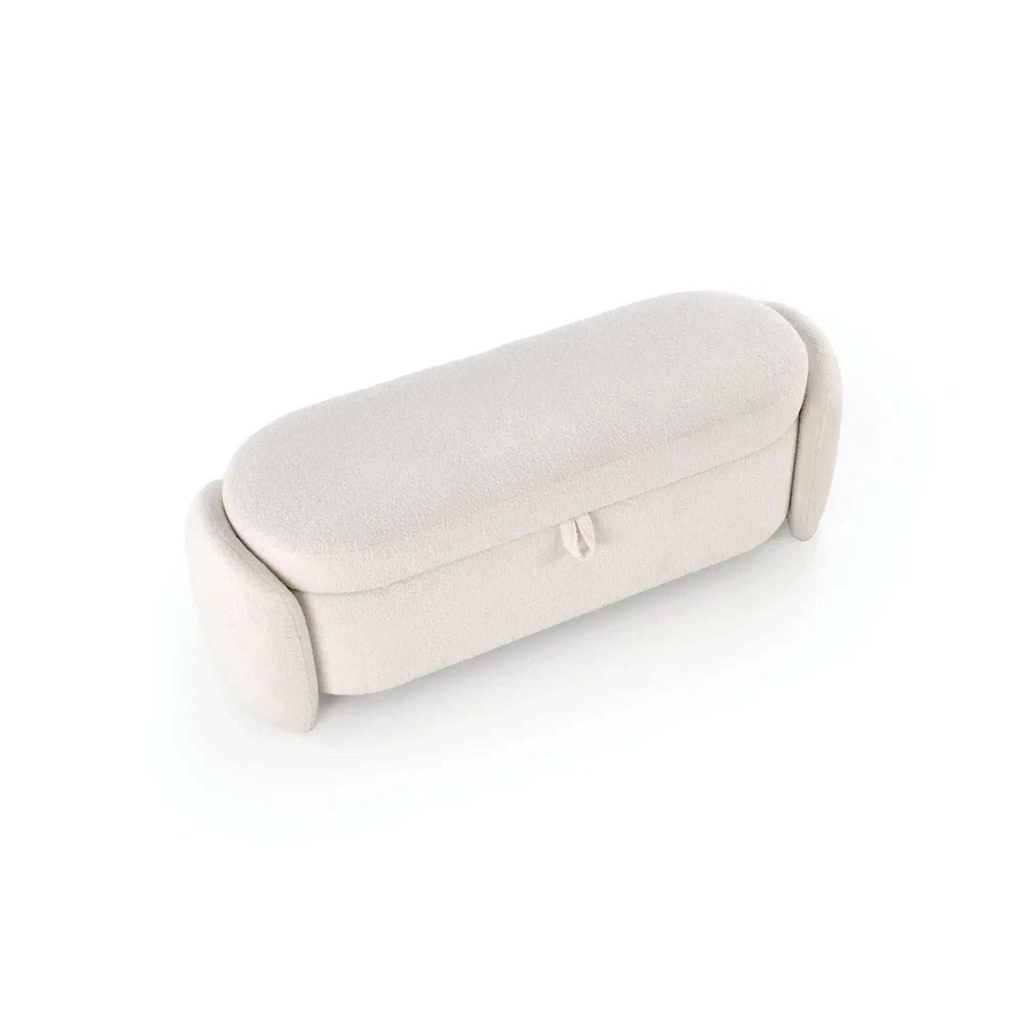 Bancheta FICARIA, stofa buclata crem, 150x40x47 cm