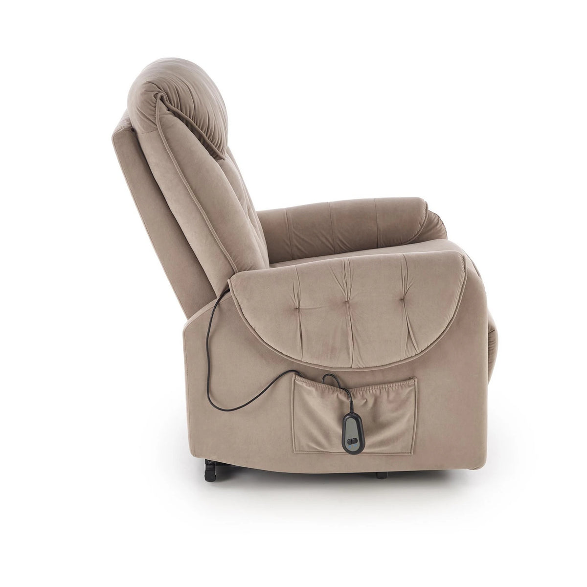 Fotoliu recliner HORTON, stofa catifelata bej - Mavel 38, 80x97/158x90/105 cm
