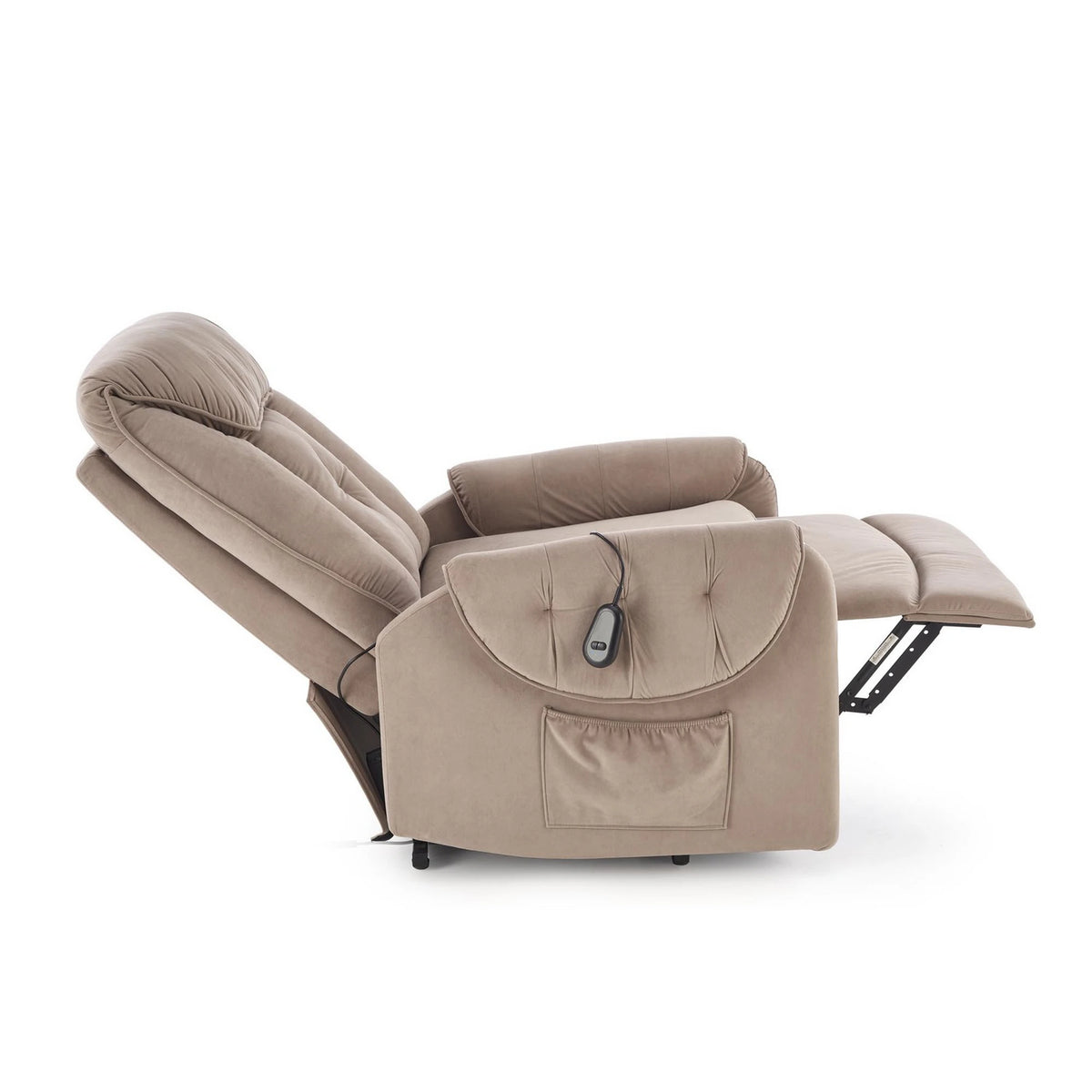 Fotoliu recliner HORTON, stofa catifelata bej - Mavel 38, 80x97/158x90/105 cm