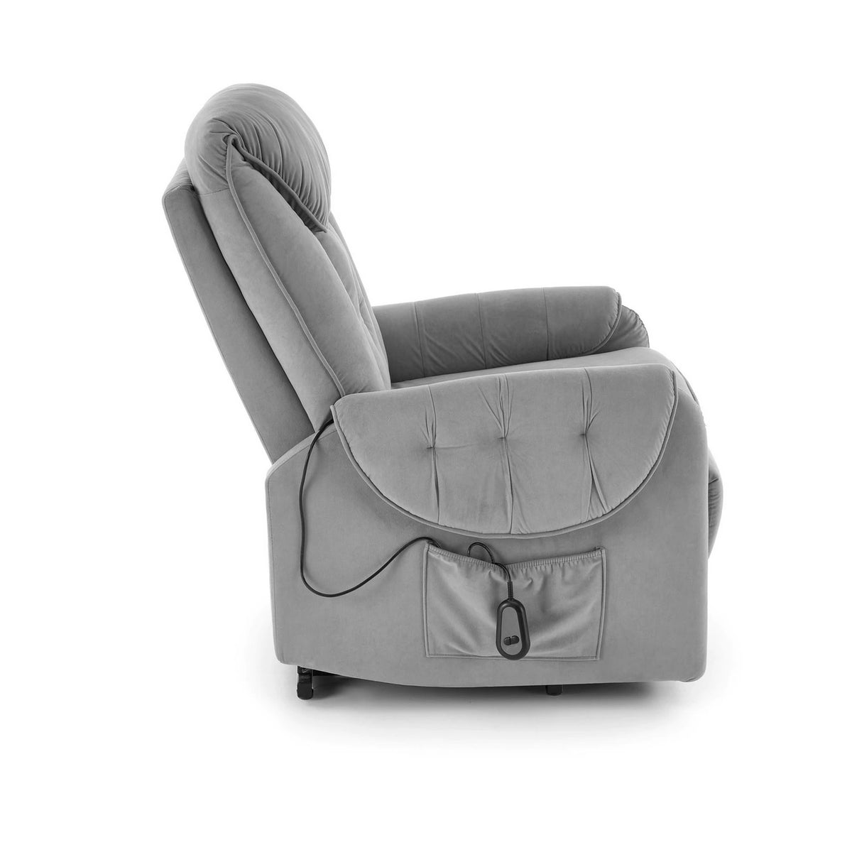Fotoliu recliner HORTON, stofa catifelata gri - Mavel 14, 80x97/158x90/105 cm