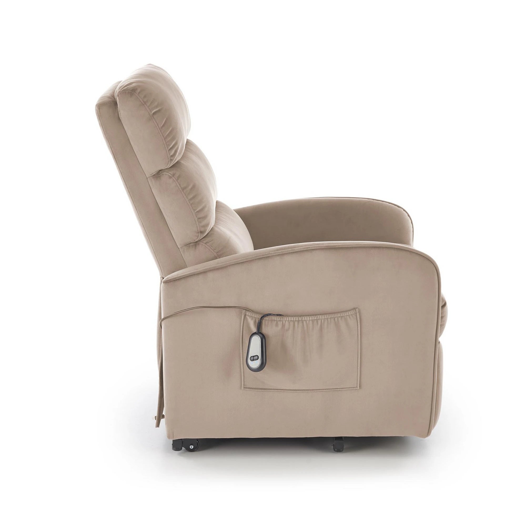 Fotoliu recliner MARONI, stofa catifelata bej - Bluvel 40, 62x92/165x103/84 cm