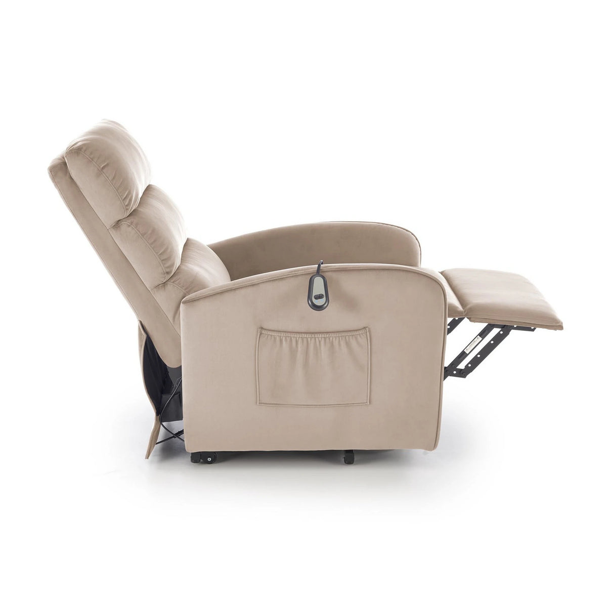 Fotoliu recliner MARONI, stofa catifelata bej - Bluvel 40, 62x92/165x103/84 cm