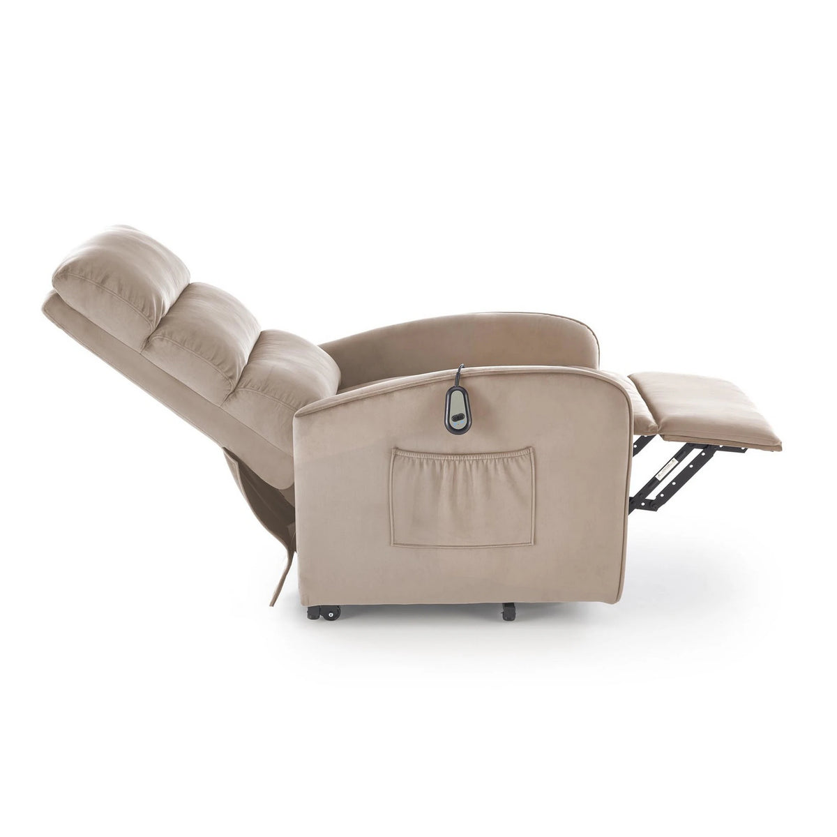 Fotoliu recliner MARONI, stofa catifelata bej - Bluvel 40, 62x92/165x103/84 cm