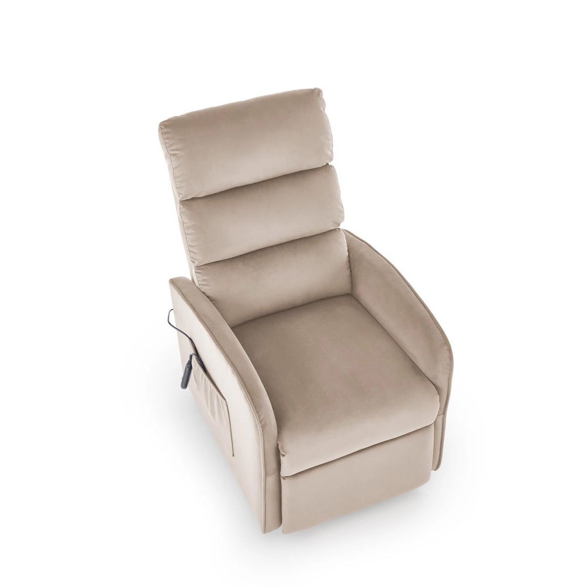 Fotoliu recliner MARONI, stofa catifelata bej - Bluvel 40, 62x92/165x103/84 cm