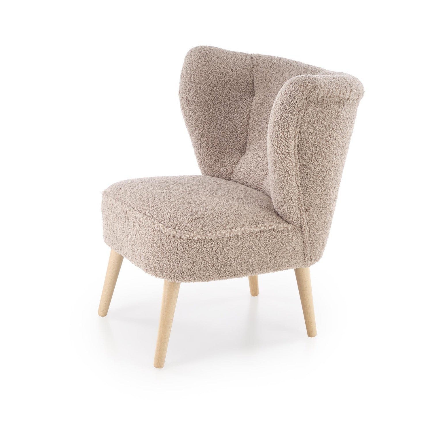 Scaun MOCCA, cappuccino - Sven 28, stofa buclata/lemn, 70x71x81 cm