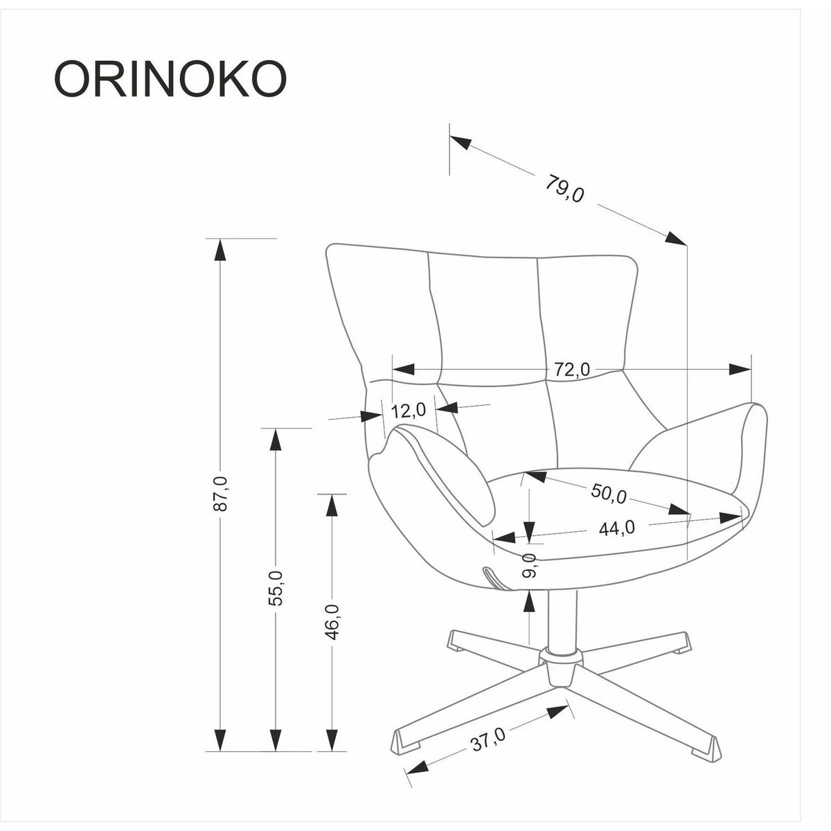 Fotoliu pentru living ORINOKO, stofa clasica bej - Odin 28, 72x79x87 cm