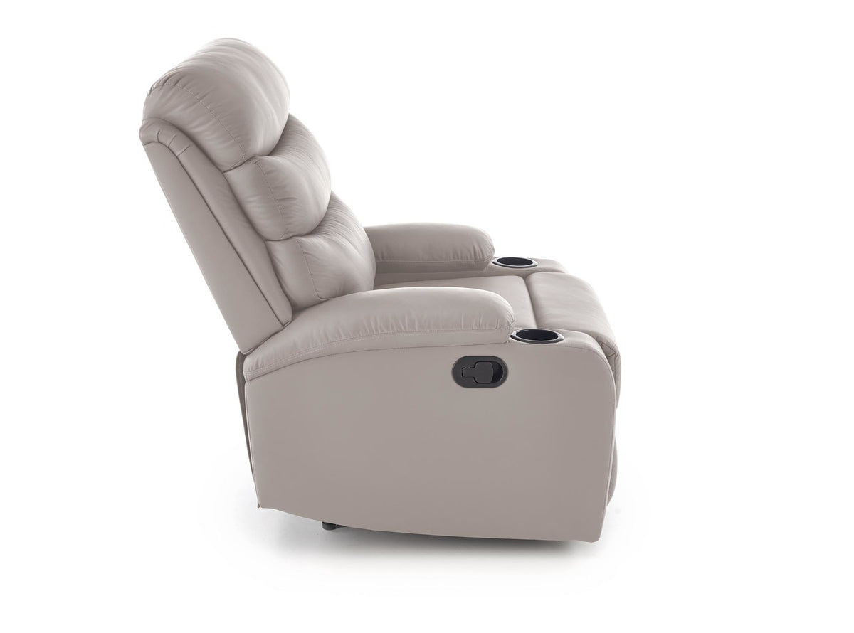 Fotoliu rabatabil PERUS, bej/negru, piele ecologica/metal, 80x100/168x101/80 cm