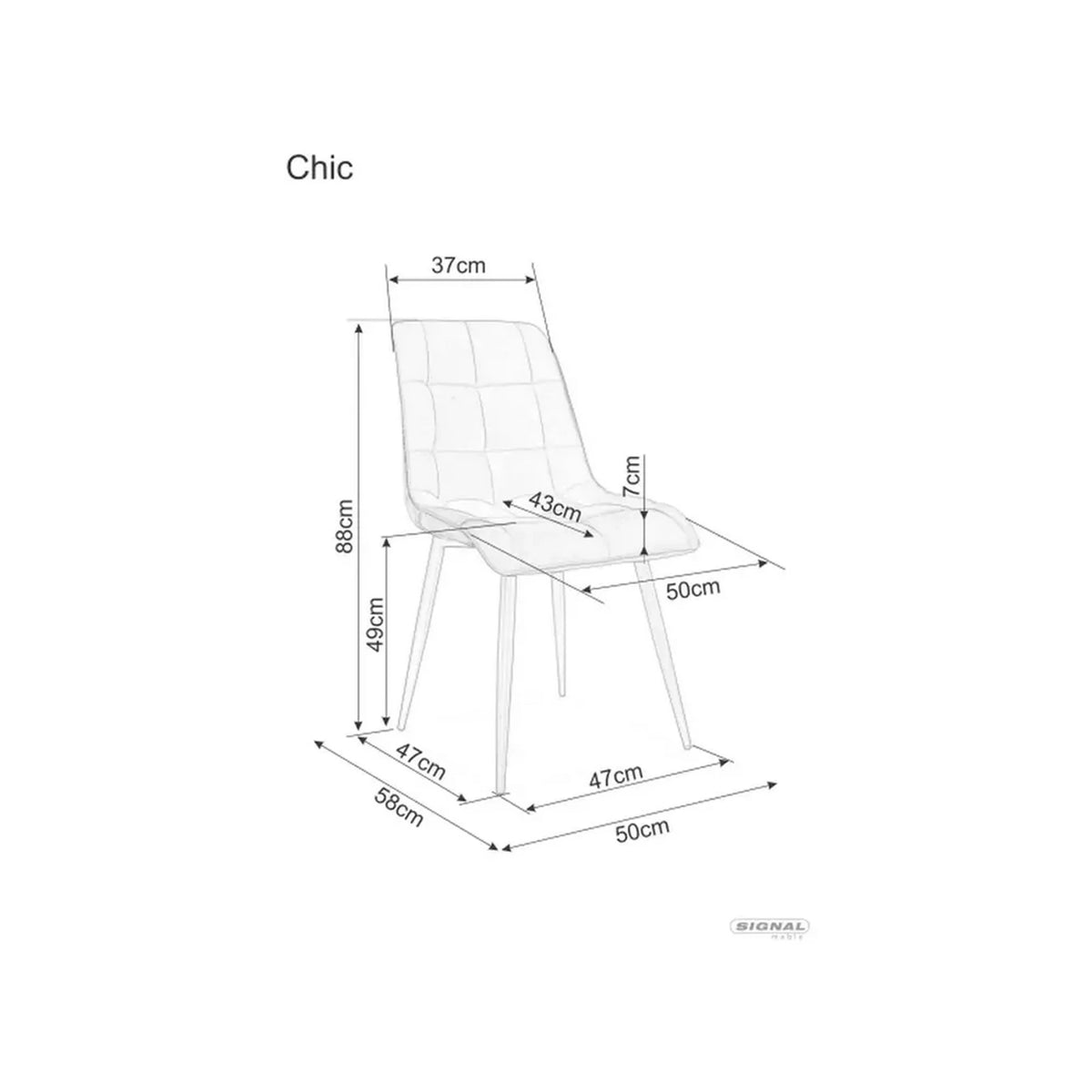 Scaun tapitat stofa CHIC, bej, catifea/metal, 50x58x88 cm