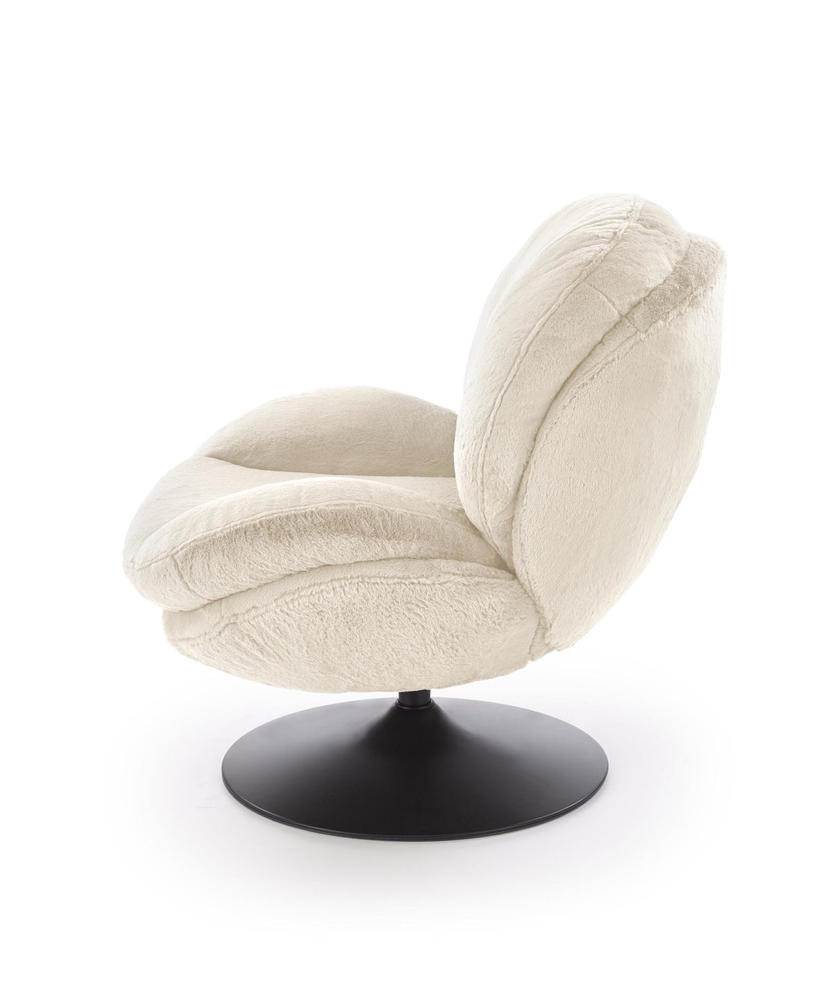 Fotoliu SHELL, blana artificiala crem - Lapit 23, 80x87x86 cm