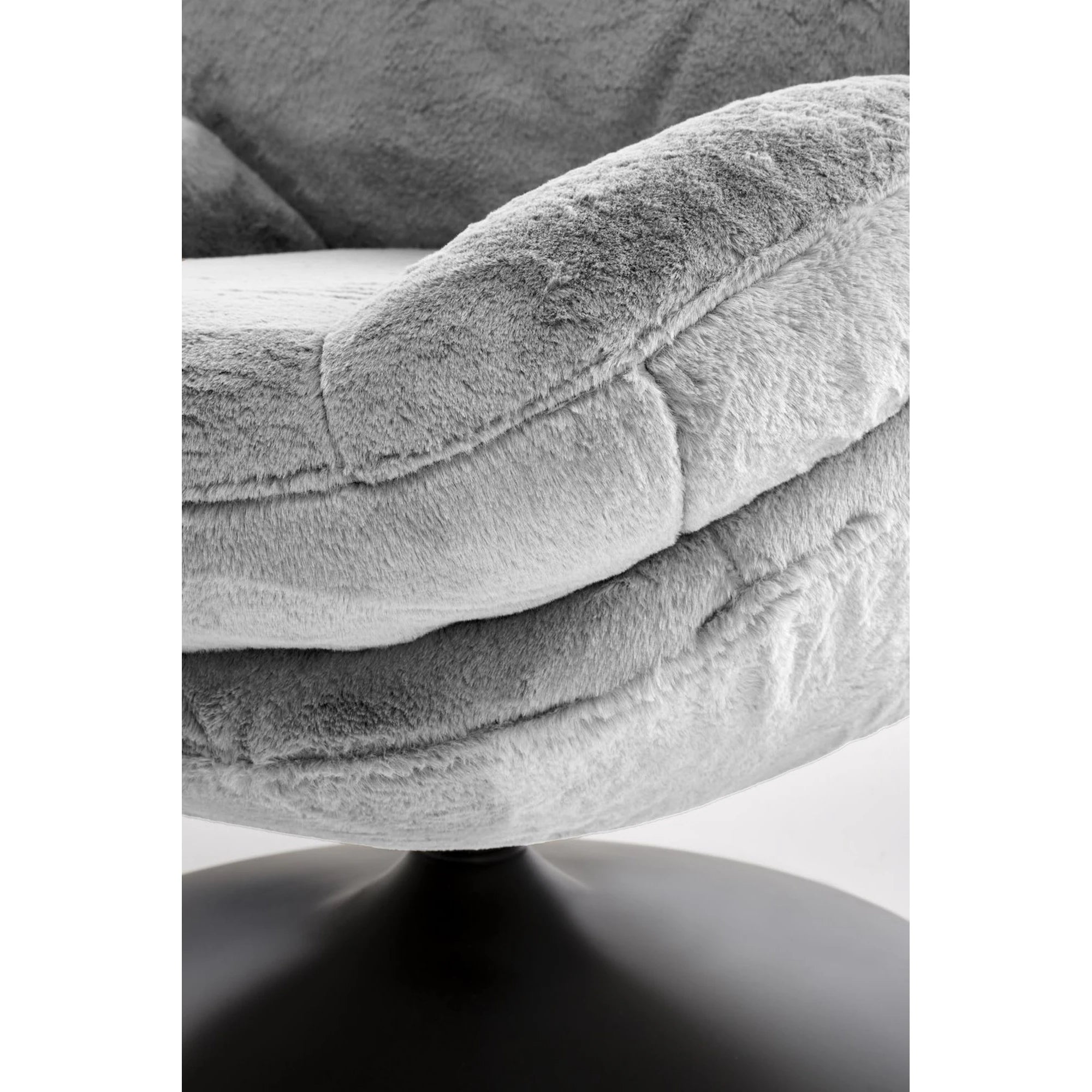 Fotoliu SHELL, blana artificiala gri - Lapit 06, 80x87x86 cm