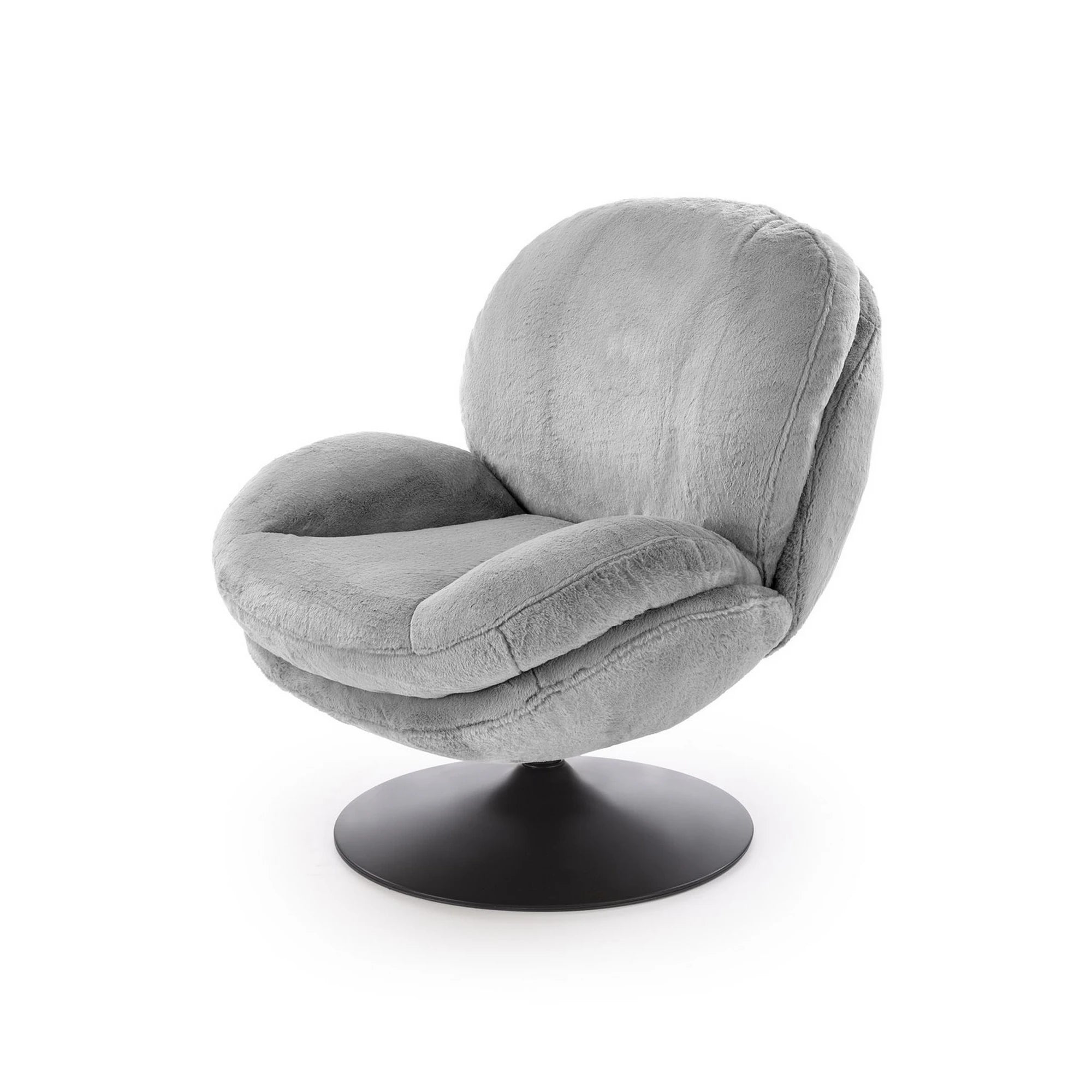 Fotoliu SHELL, blana artificiala gri - Lapit 06, 80x87x86 cm