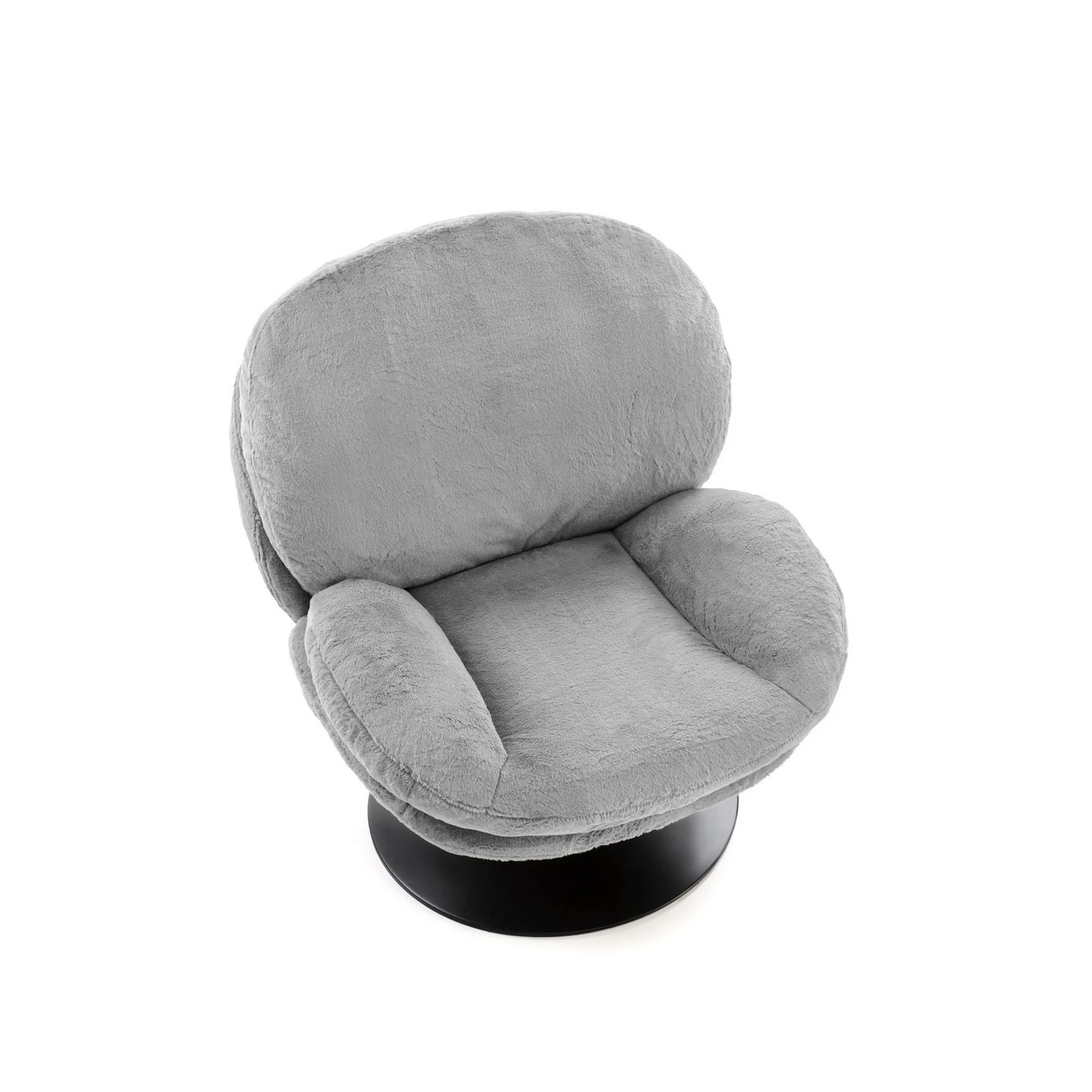Fotoliu SHELL, blana artificiala gri - Lapit 06, 80x87x86 cm
