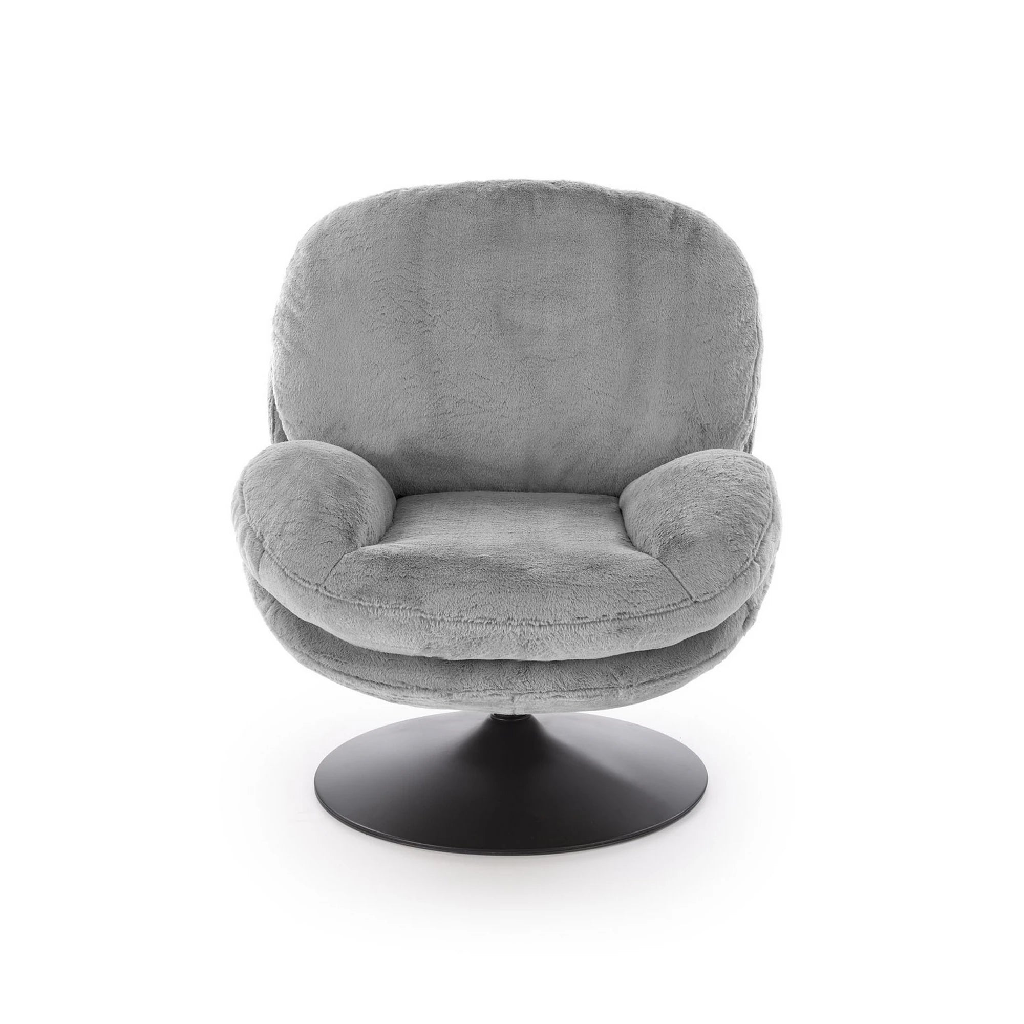 Fotoliu SHELL, blana artificiala gri - Lapit 06, 80x87x86 cm