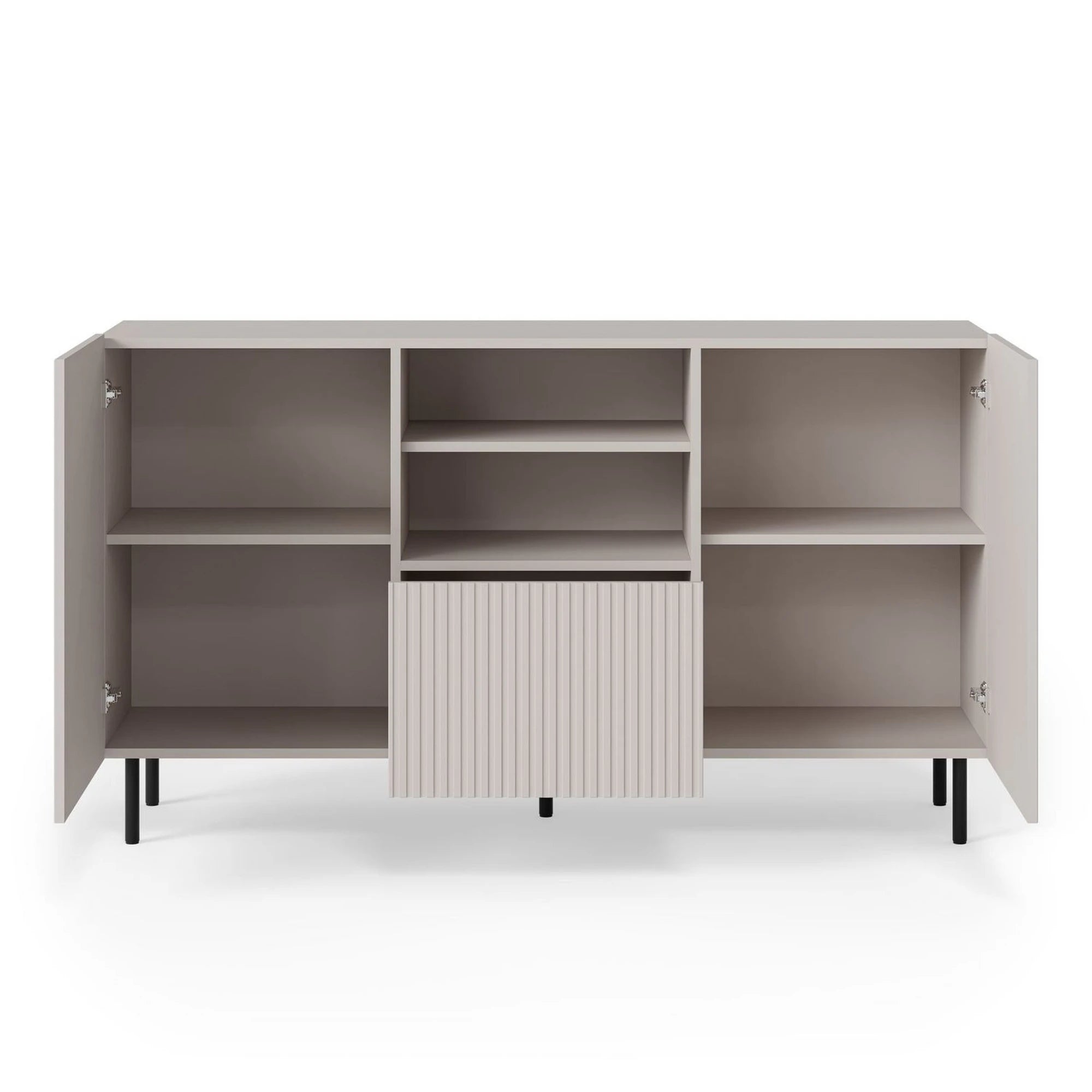 Comoda PAXOS KM-1, casmir/negru, PAL laminat/otel, 150x40x84 cm