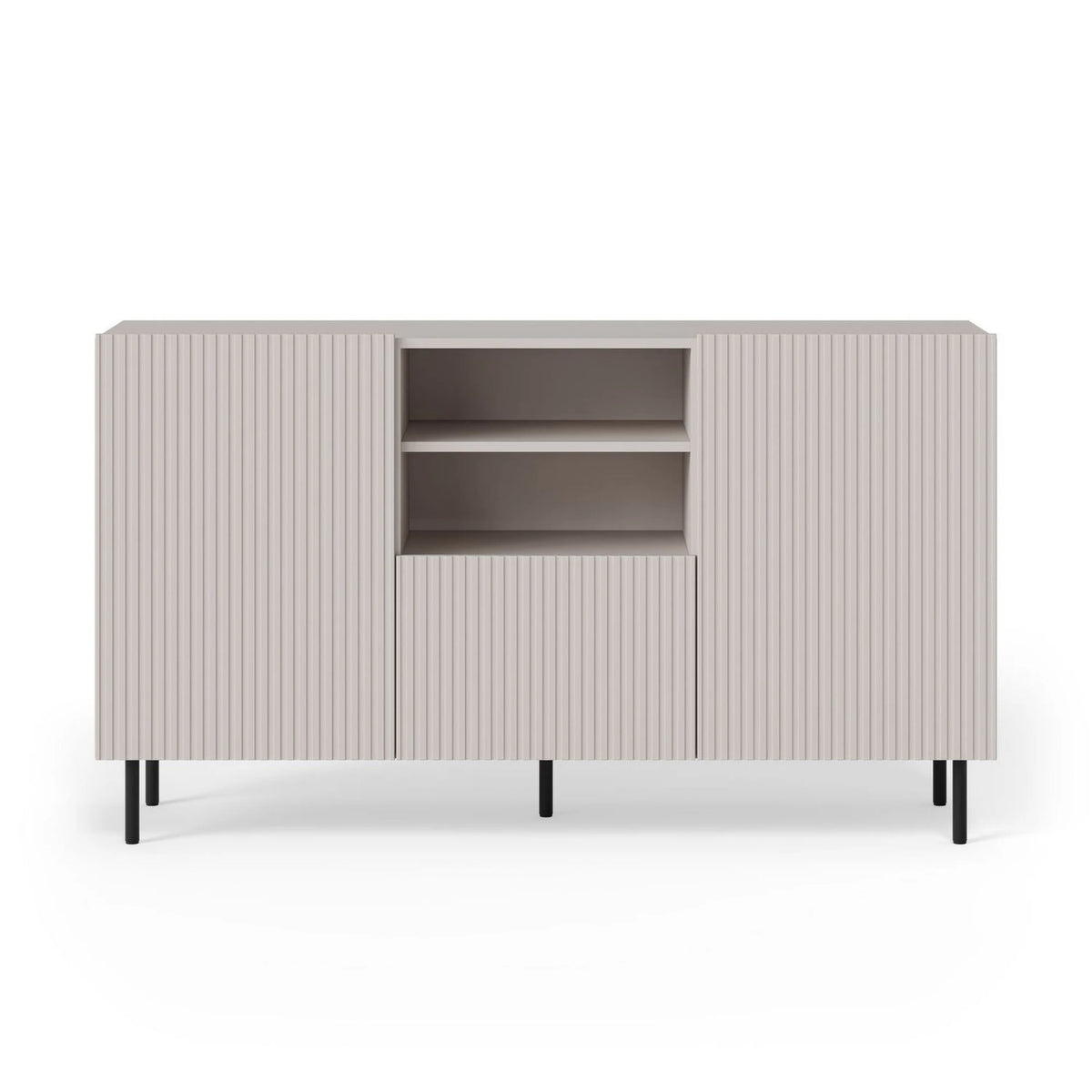 Comoda PAXOS KM-1, casmir/negru, PAL laminat/otel, 150x40x84 cm