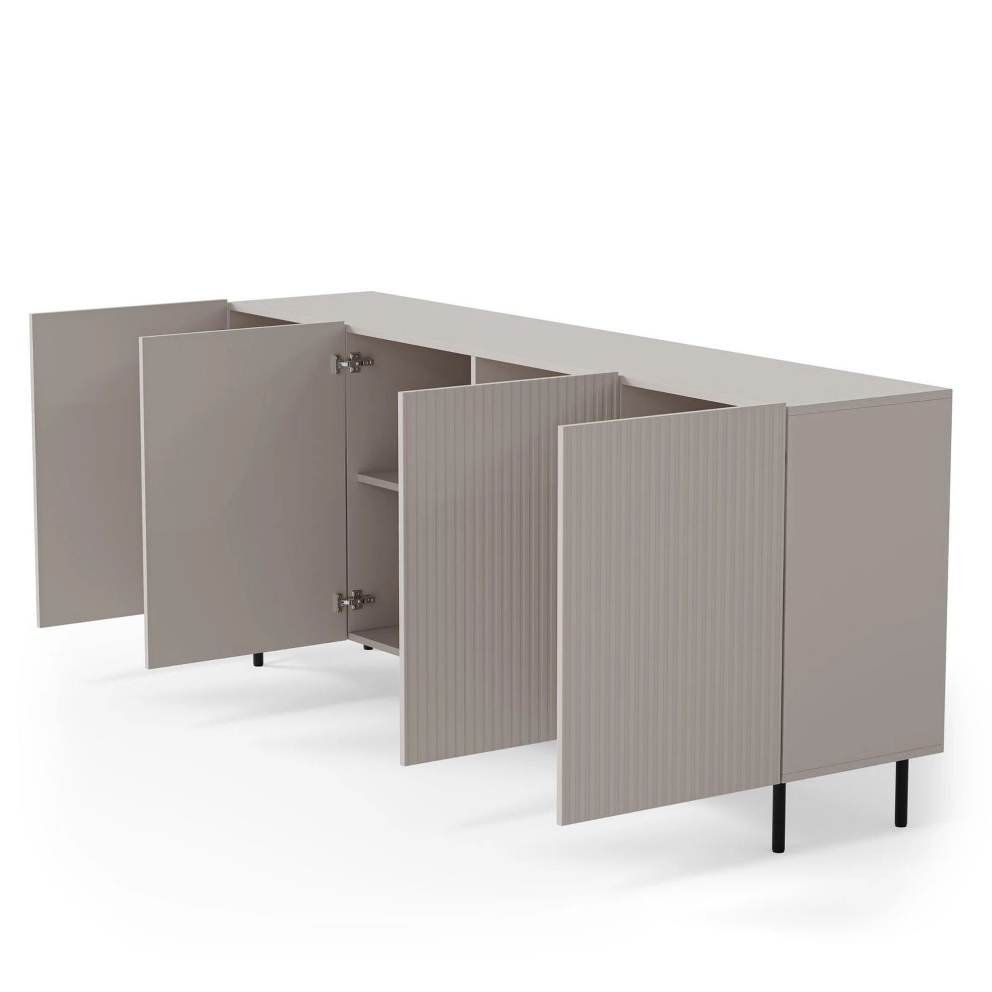 Comoda PAXOS KM-2, casmir/negru, PAL laminat/otel, 180x40x84 cm