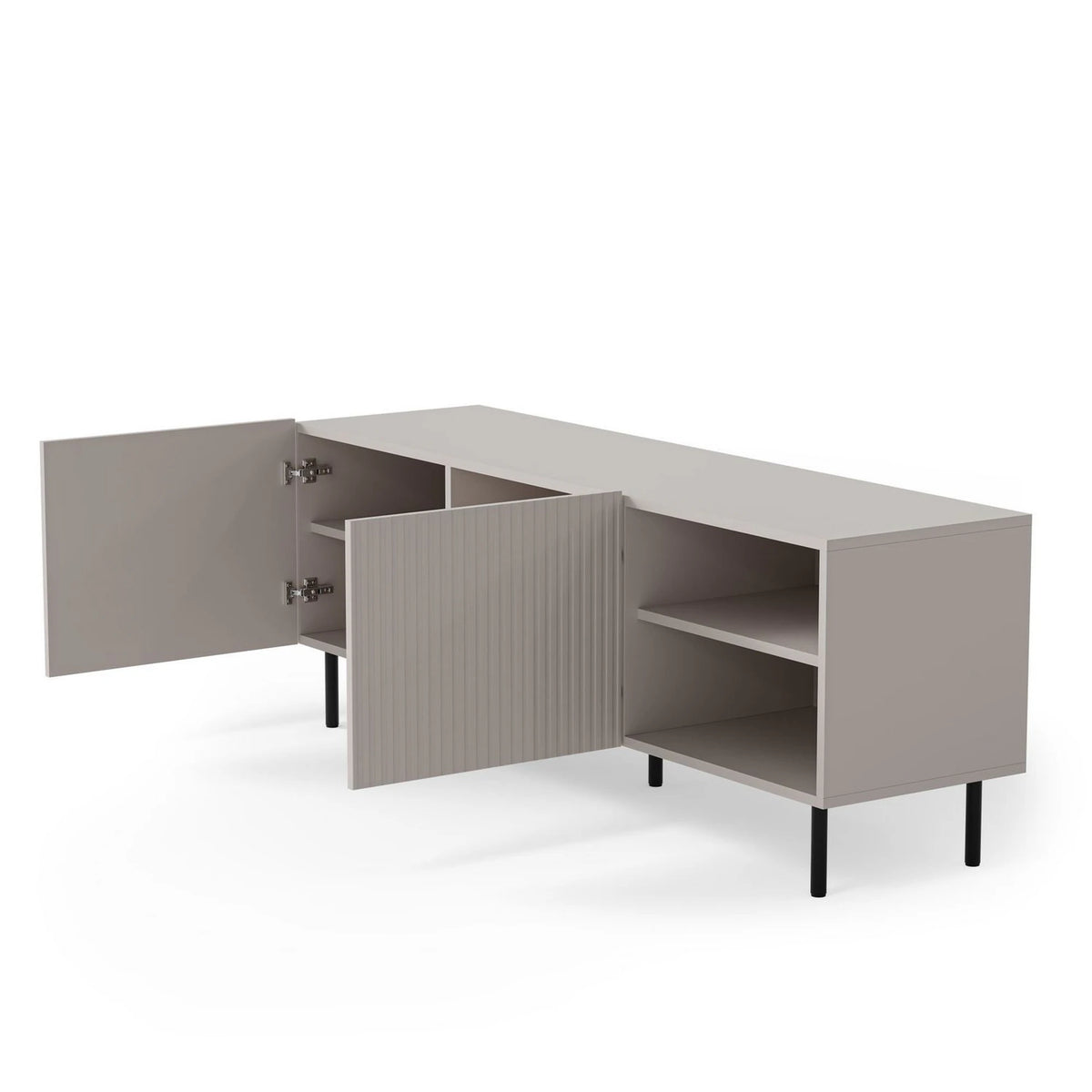 Comoda TV PAXOS RTV-1, casmir/negru, PAL laminat/otel, 150x40x54 cm