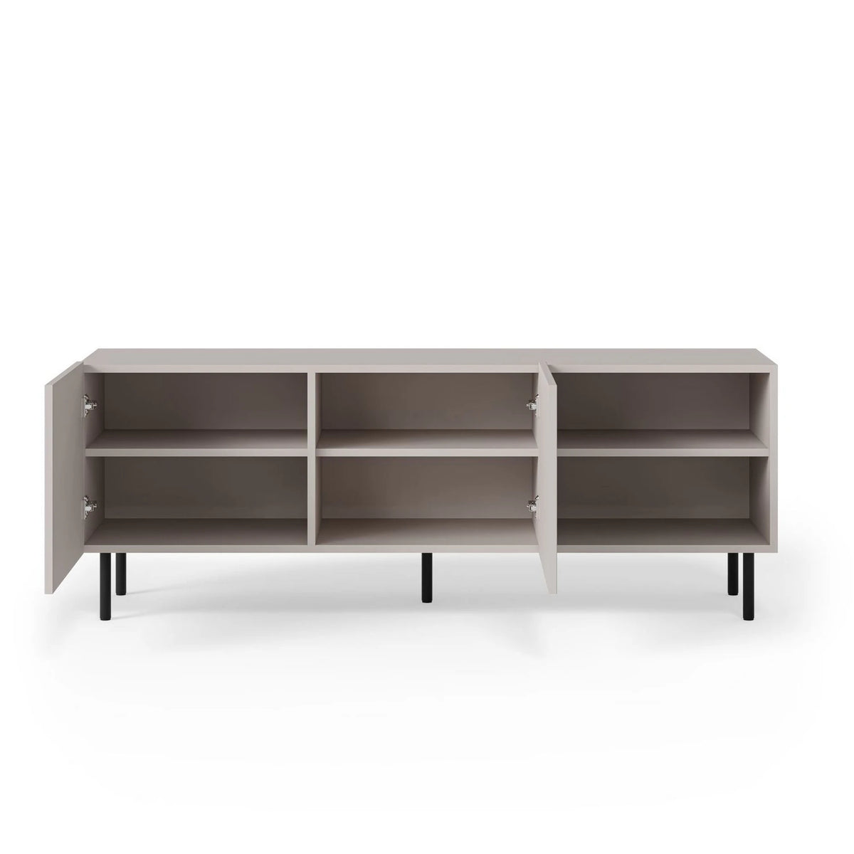Comoda TV PAXOS RTV-1, casmir/negru, PAL laminat/otel, 150x40x54 cm