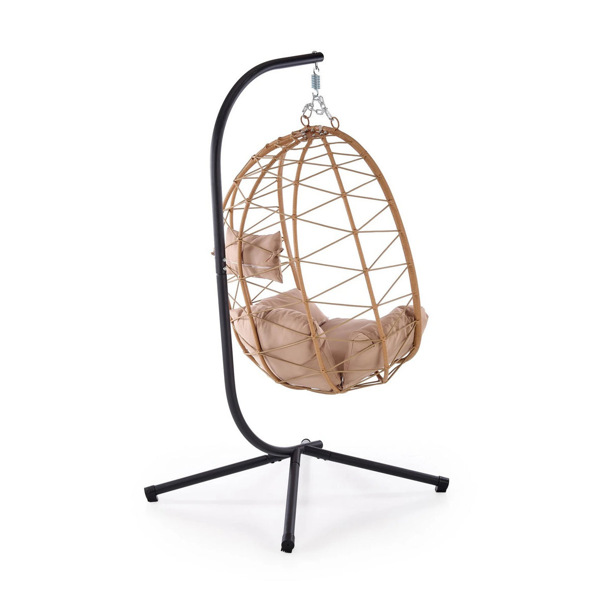 Balansoar gradina SNAKE, stejar/negru, ratan/otel, 90x100x191 cm