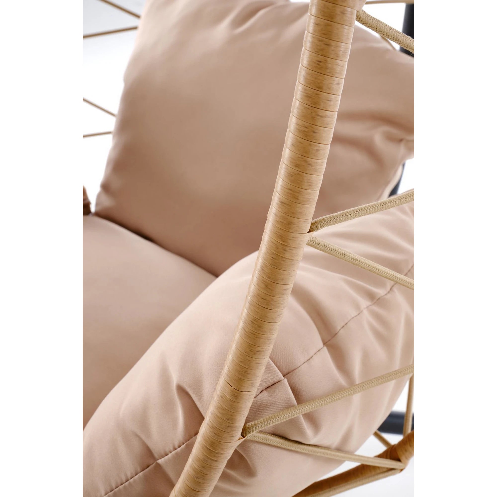 Balansoar gradina SNAKE, stejar/negru, ratan/otel, 90x100x191 cm