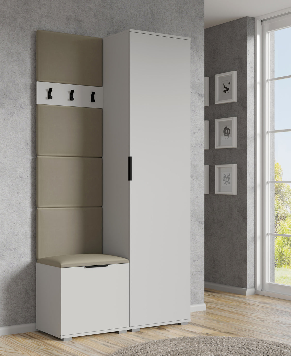 Dulap CLIF SL-50, alb, PAL laminat, cu o usa, 50x38x203 cm