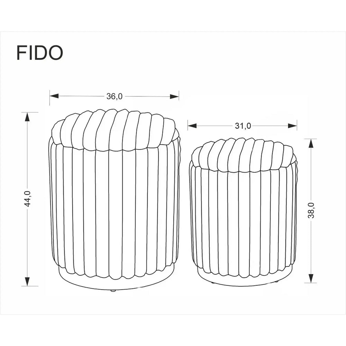 Set 2 taburete FIDO, stofa crem