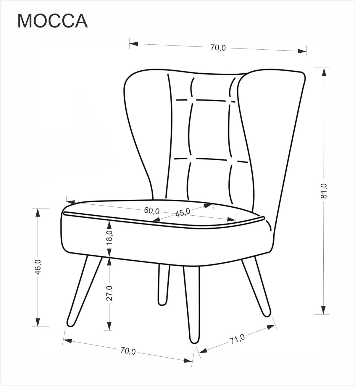 Scaun MOCCA, cappuccino - Sven 28, stofa buclata/lemn, 70x71x81 cm