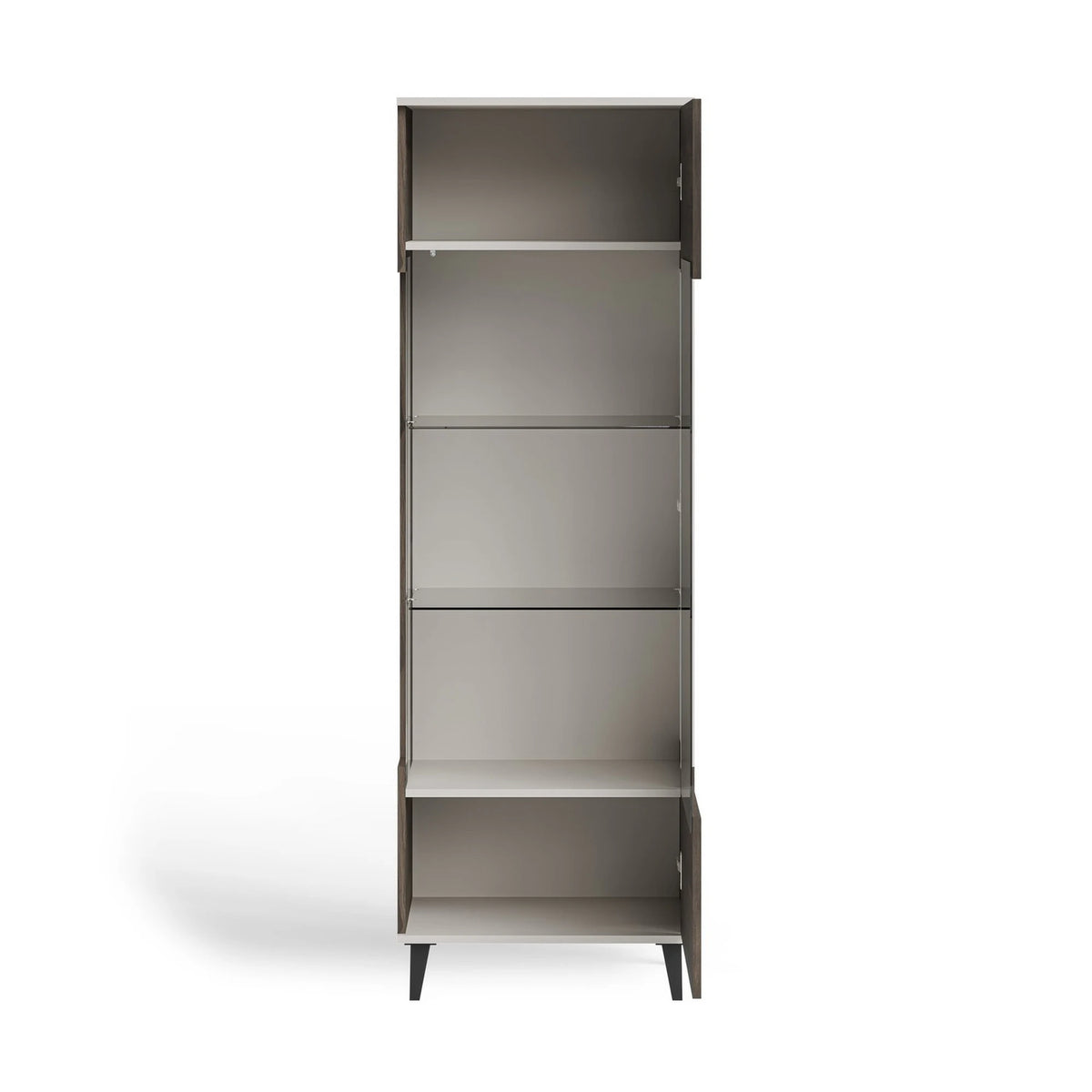 Vitrina RANDOM, nuc/casmir/negru, PAL furniruit/polipropilena, 60x40x182 cm