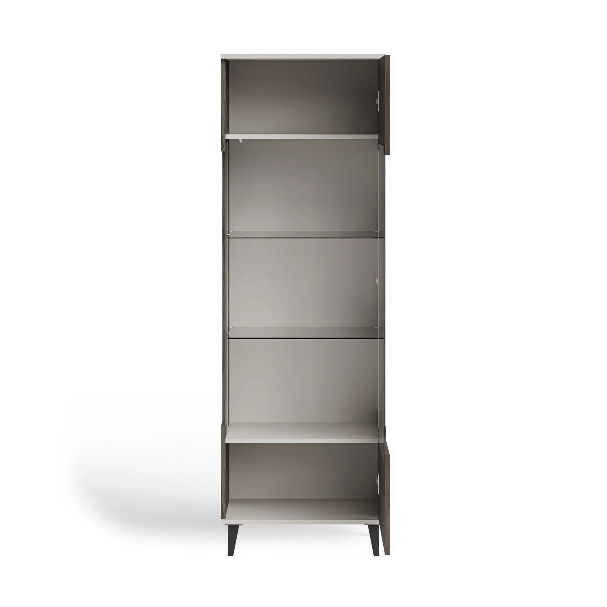 Vitrina RANDOM, nuc/casmir/negru, PAL furniruit/polipropilena, 60x40x182 cm
