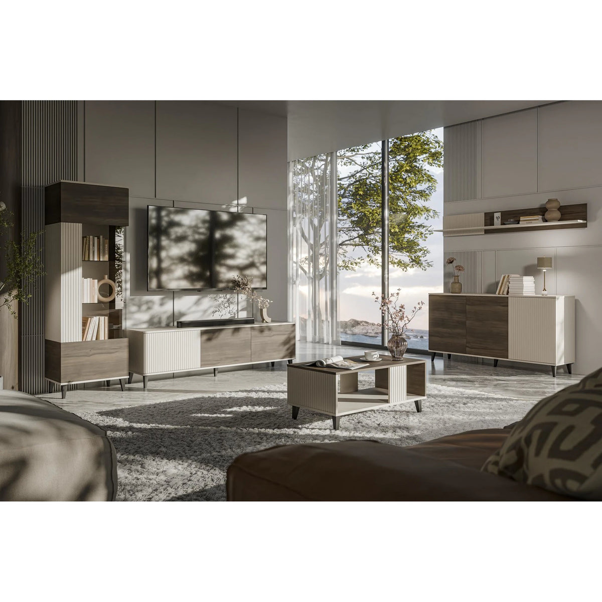 Comoda RANDOM 2 KM-1, casmir/nuc, PAL furniruit, 160x40x82 cm