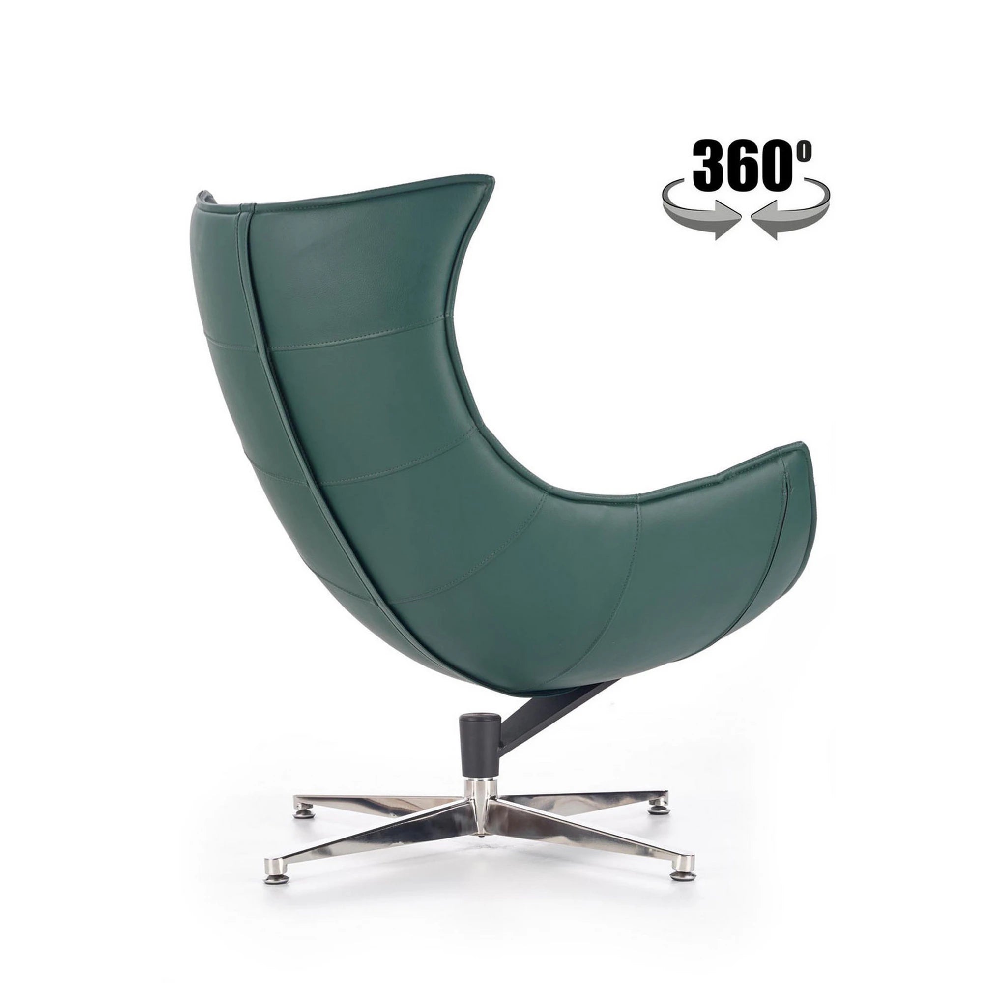 Fotoliu LUXOR, verde/crom, piele ecologica/otel inoxidabil, 86x84x96 cm