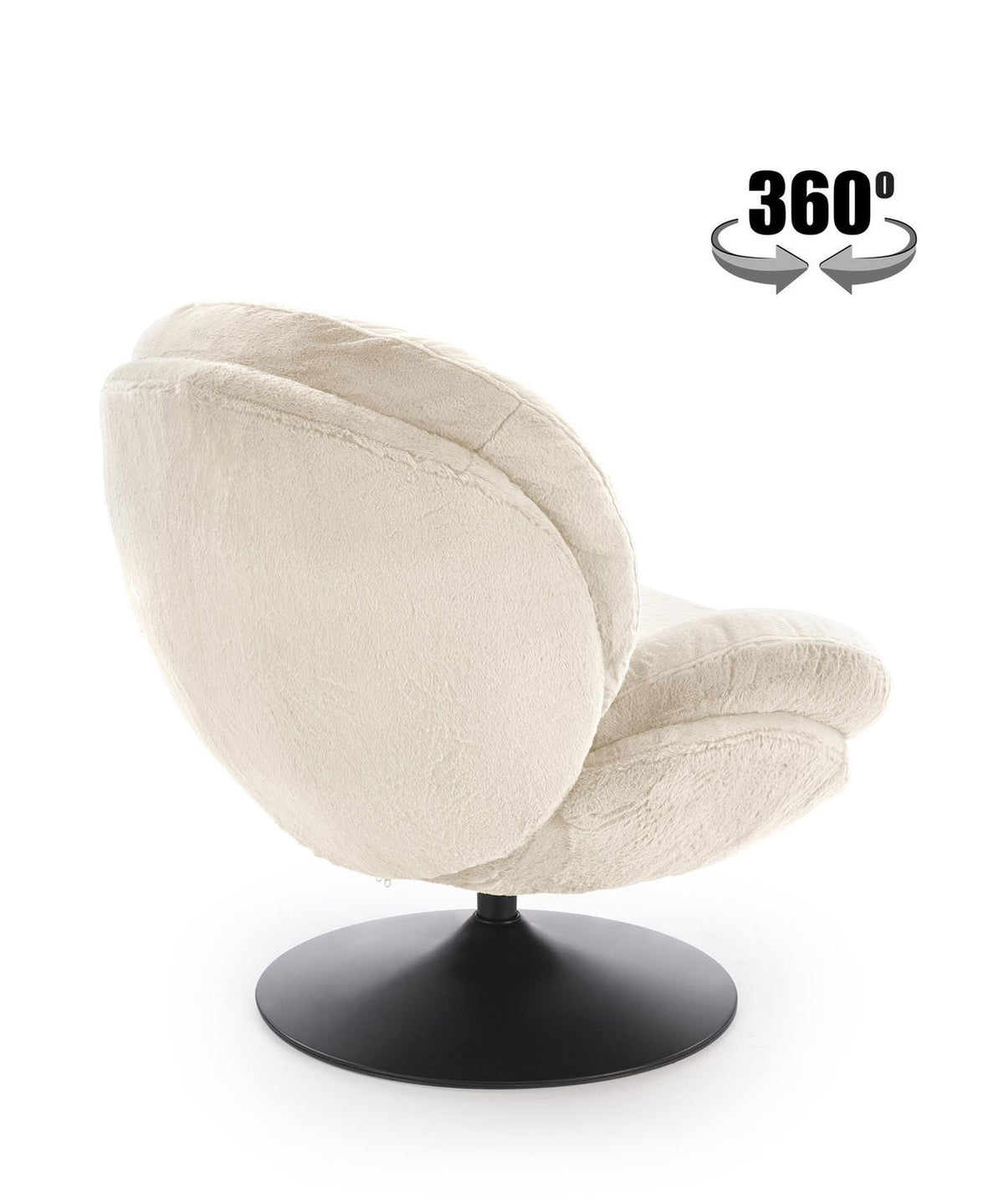 Fotoliu SHELL, blana artificiala crem - Lapit 23, 80x87x86 cm